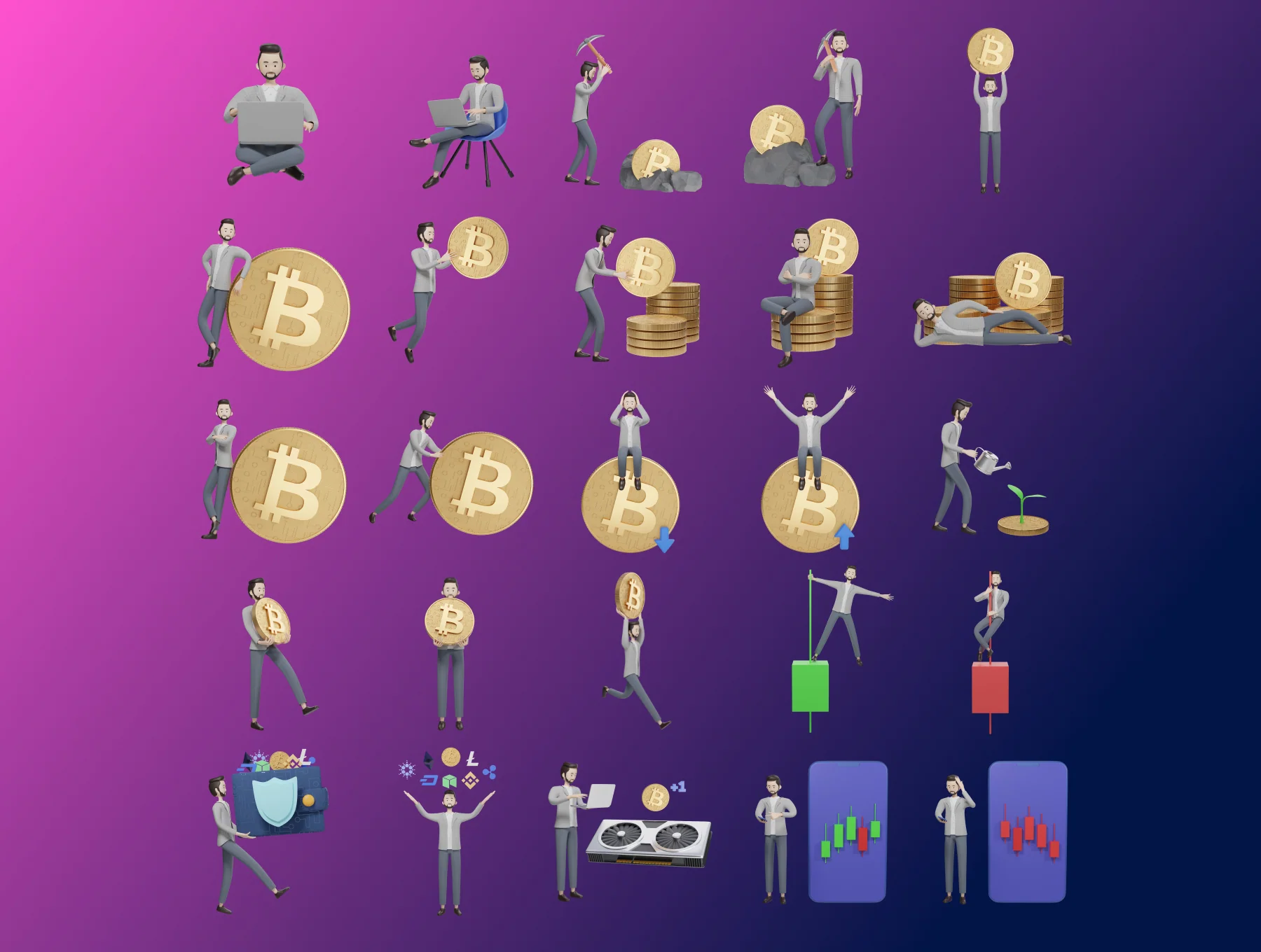 3D Character Pack Crypto Illustration & 3D Elements object 11