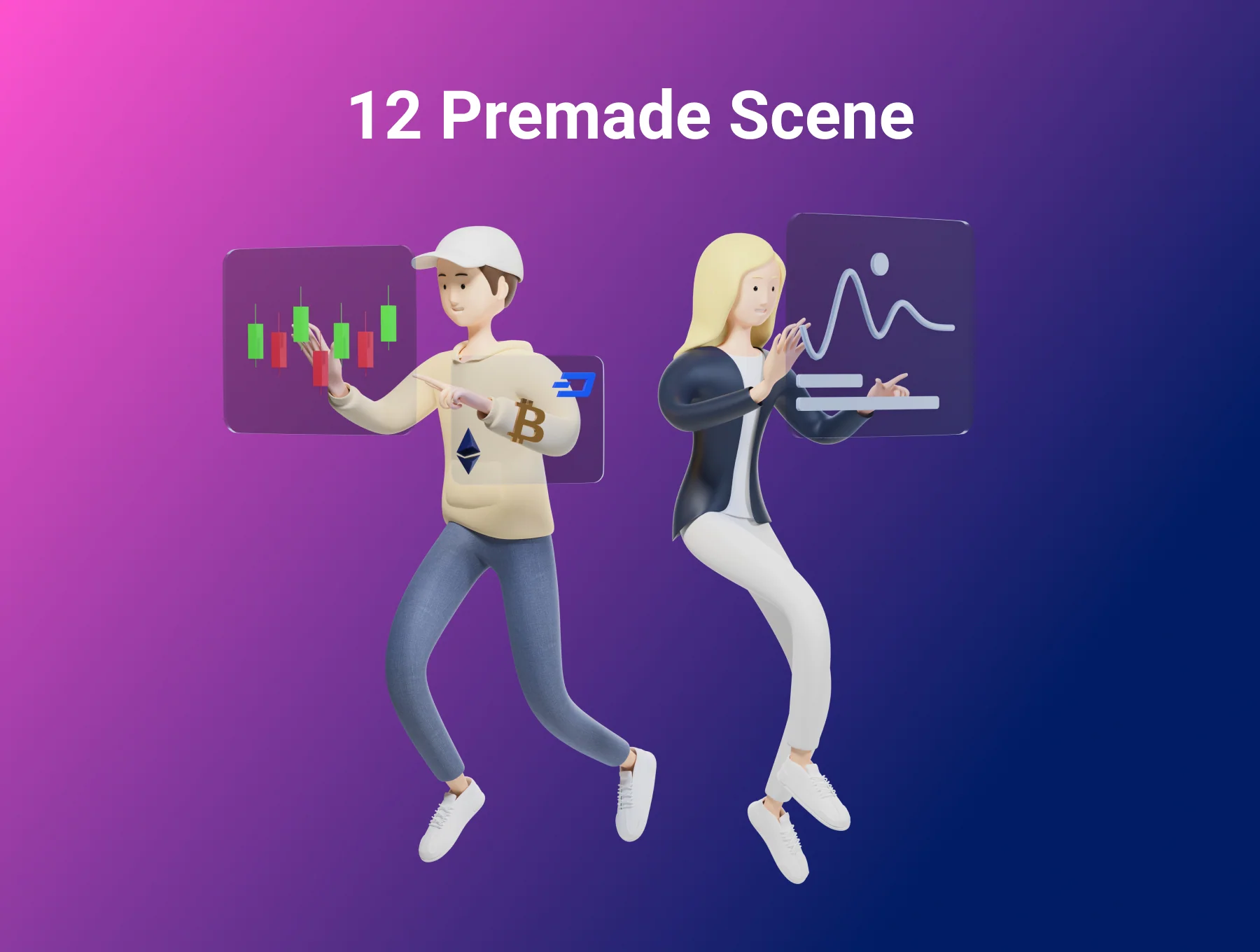 3D Character Pack Crypto Illustration & 3D Elements object 3