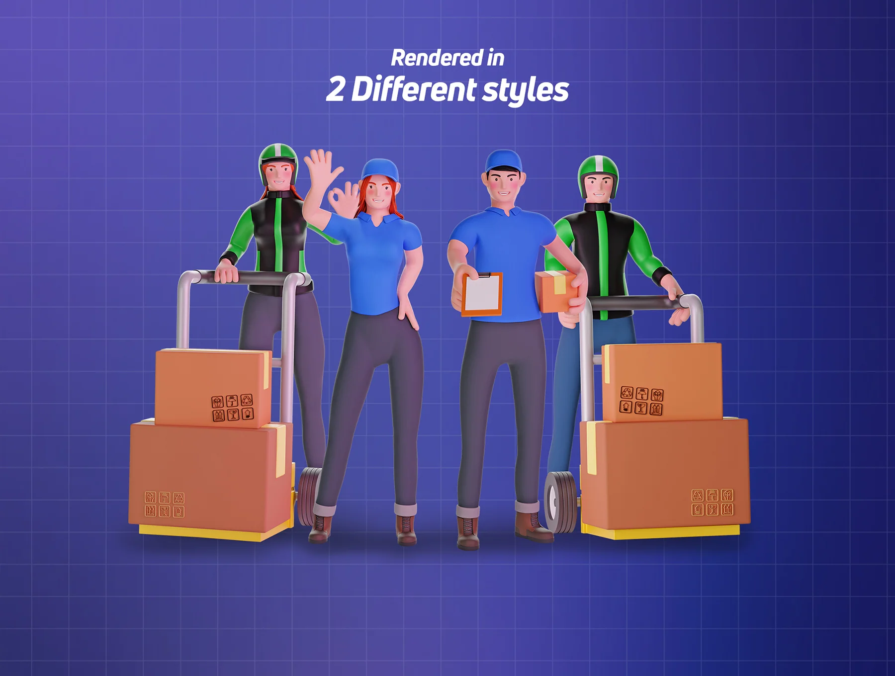3D Character pack Delivery Courier Illustration 2