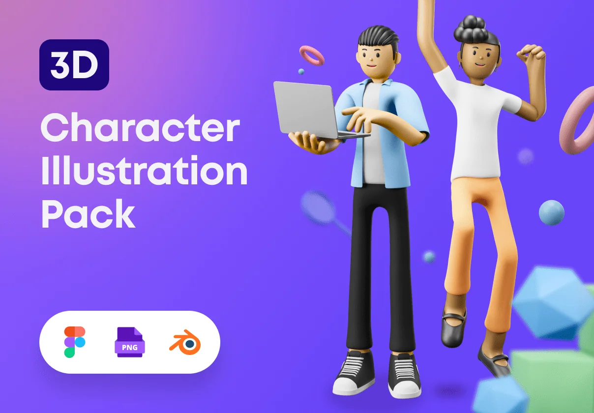 3D Character Pack Illustration & 3D Elements object