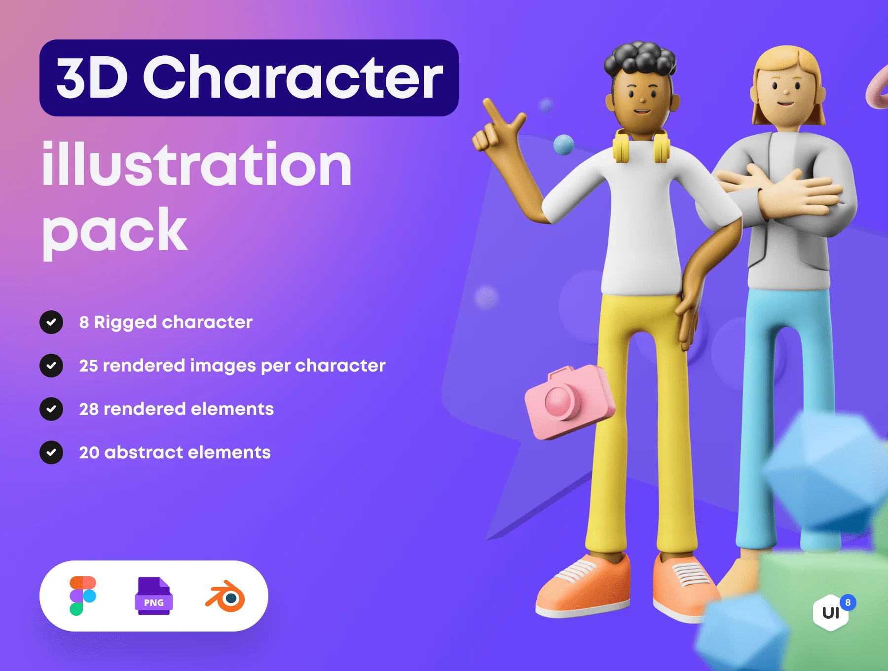3D Character Pack Illustration & 3D Elements object