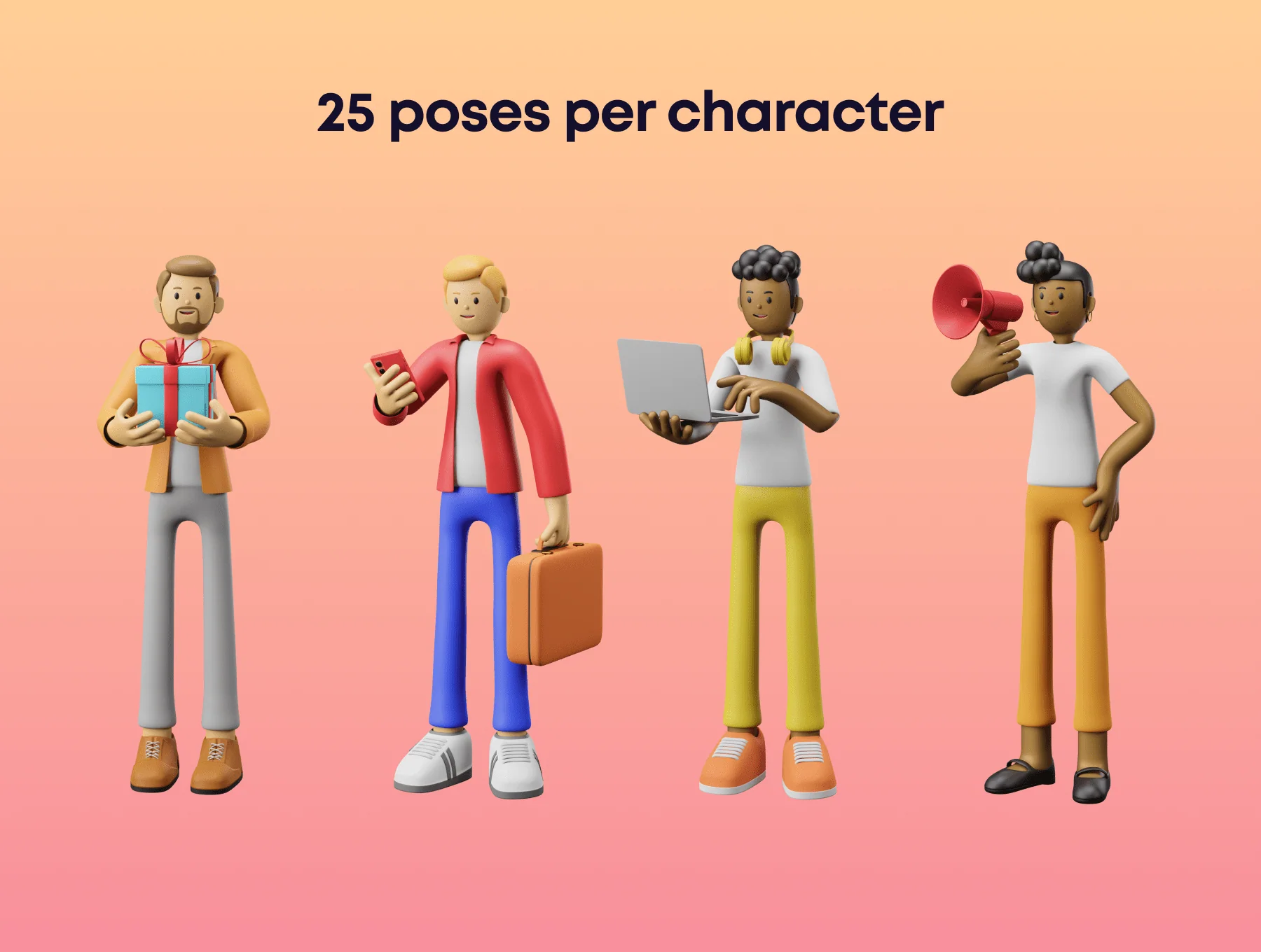 3D Character Pack Illustration & 3D Elements object 3