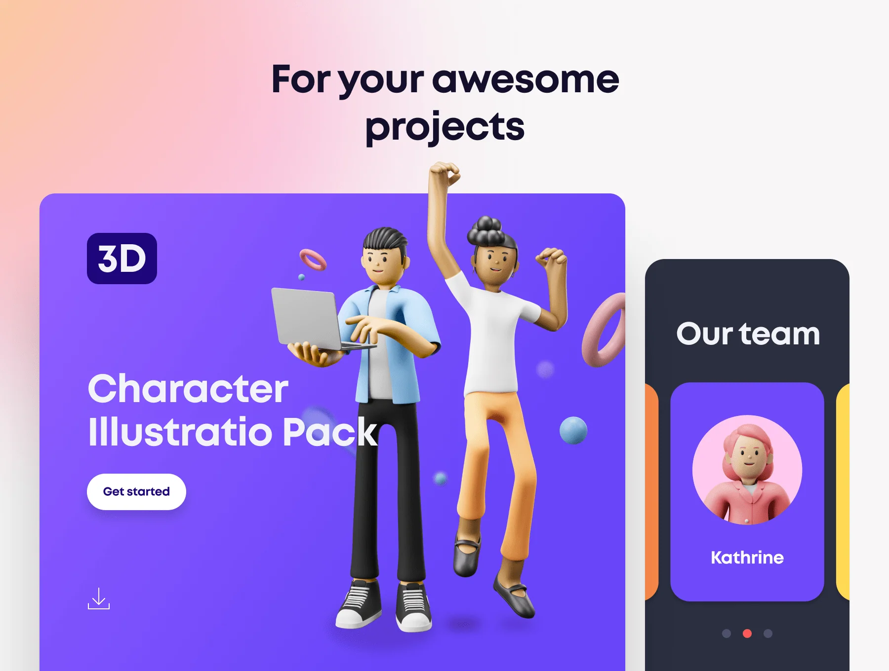 3D Character Pack Illustration & 3D Elements object 8