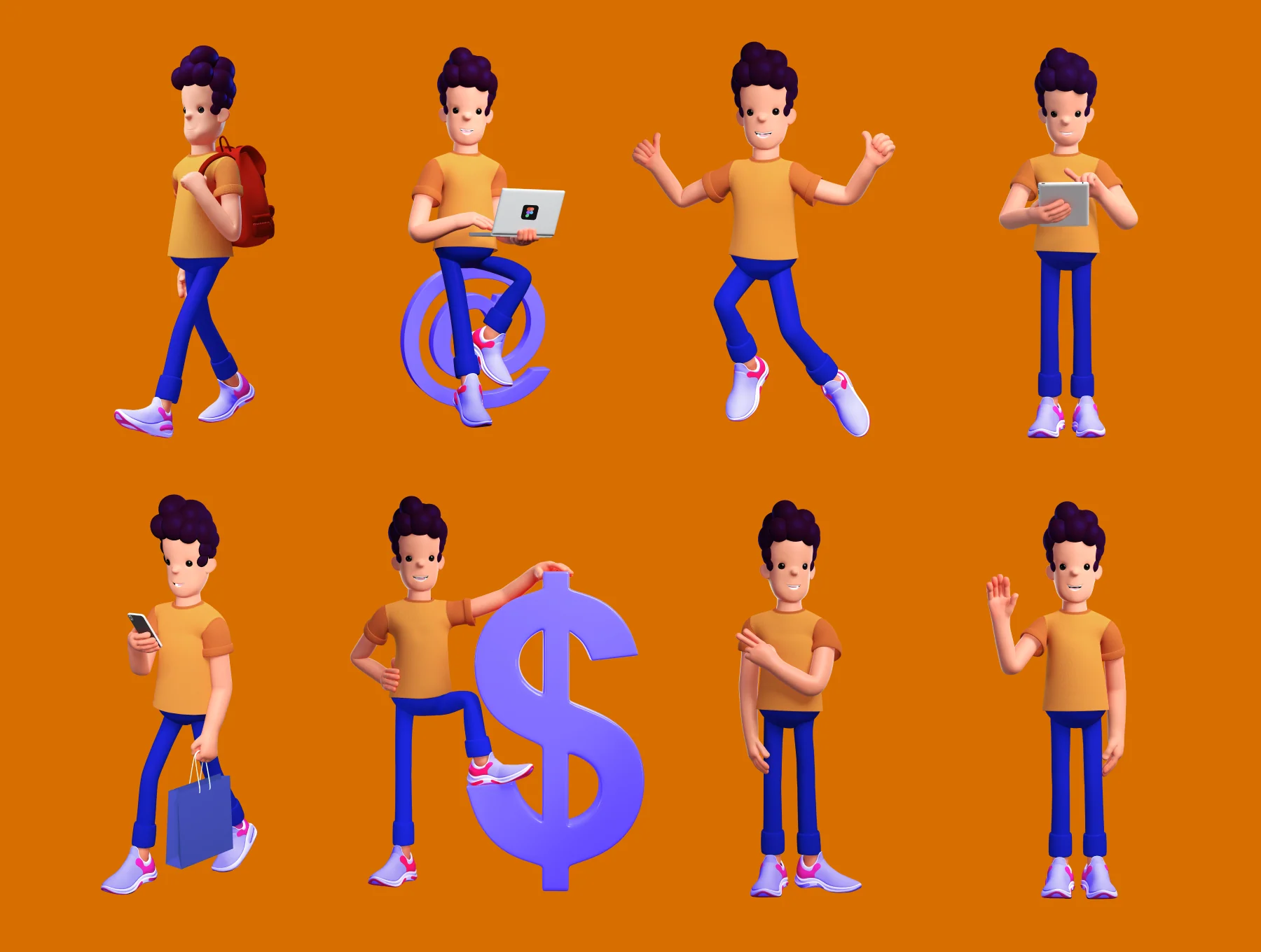 3D character with 10 poses 2