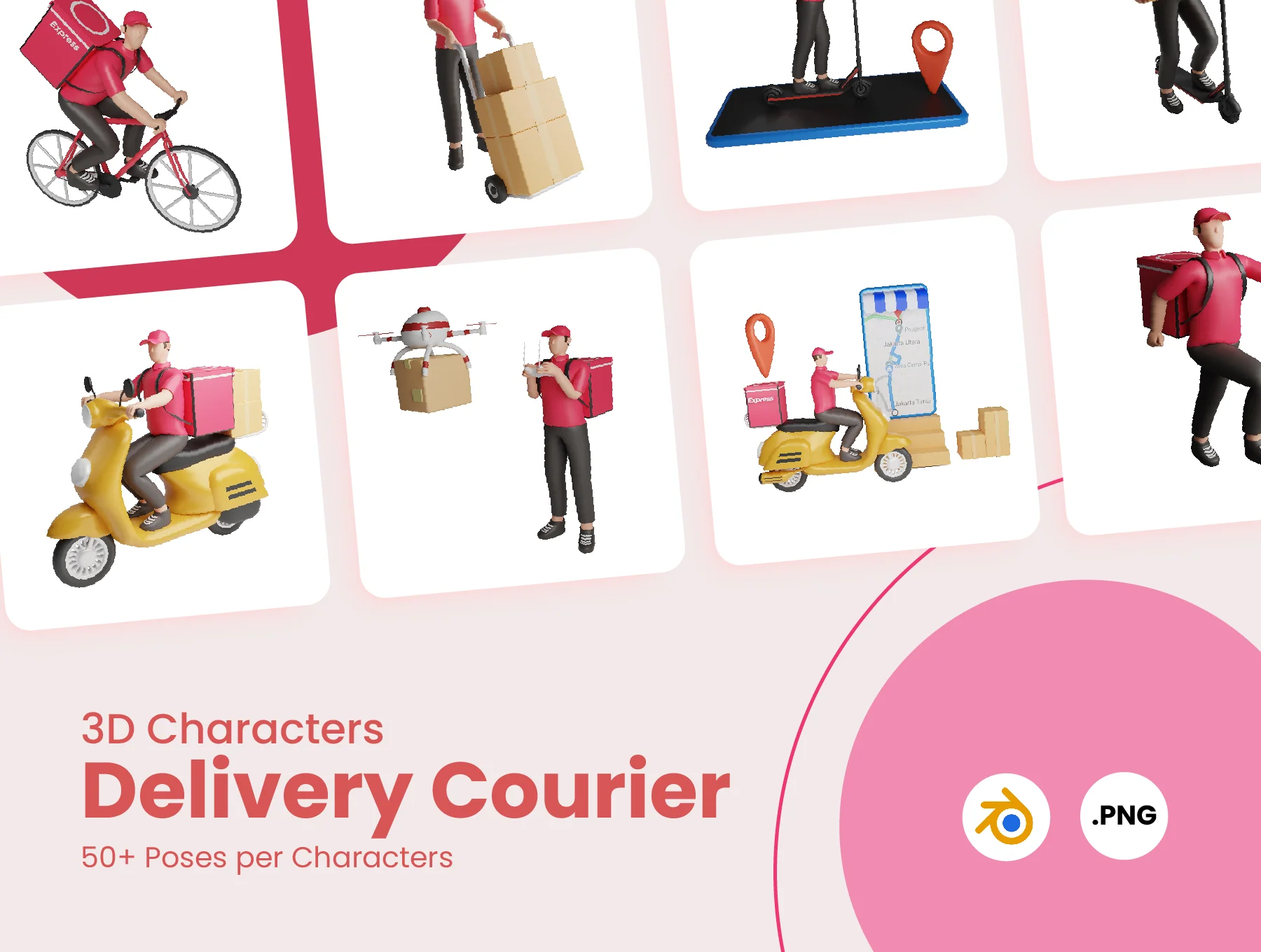 3D Characters Delivery Courier