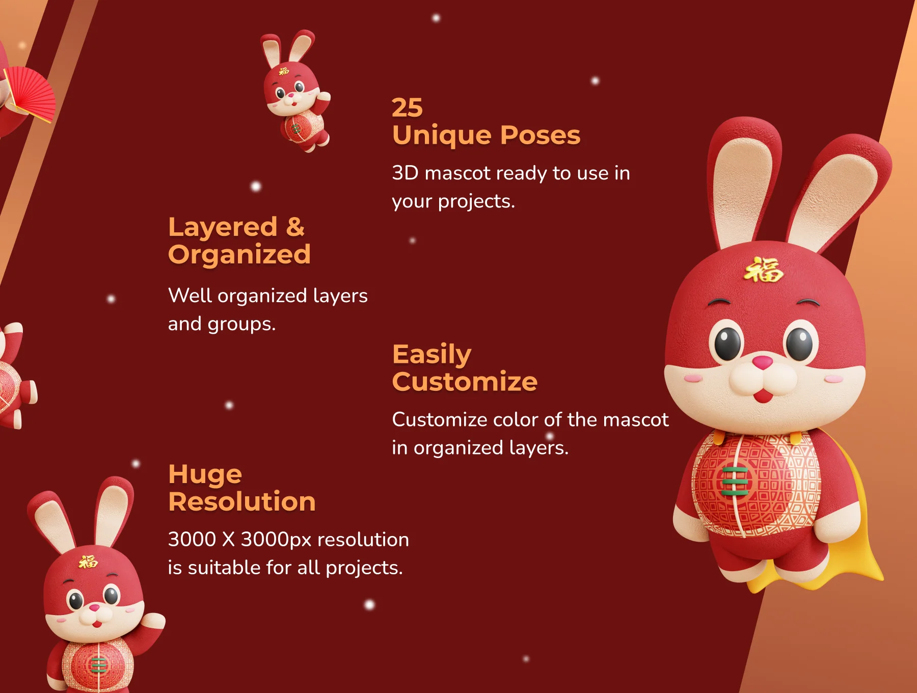 3D Chinese Rabbit Mascot 2