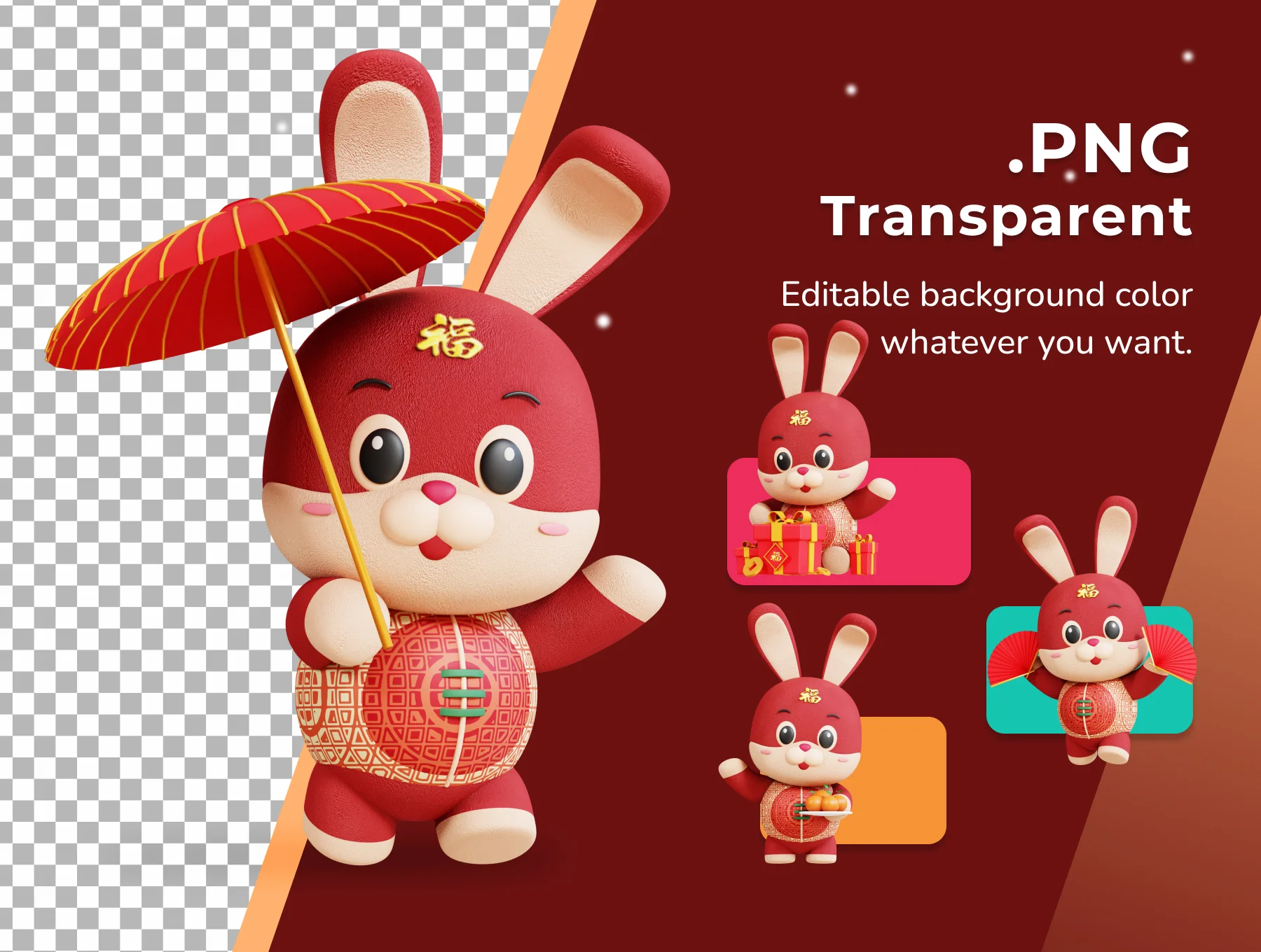 3D Chinese Rabbit Mascot 3