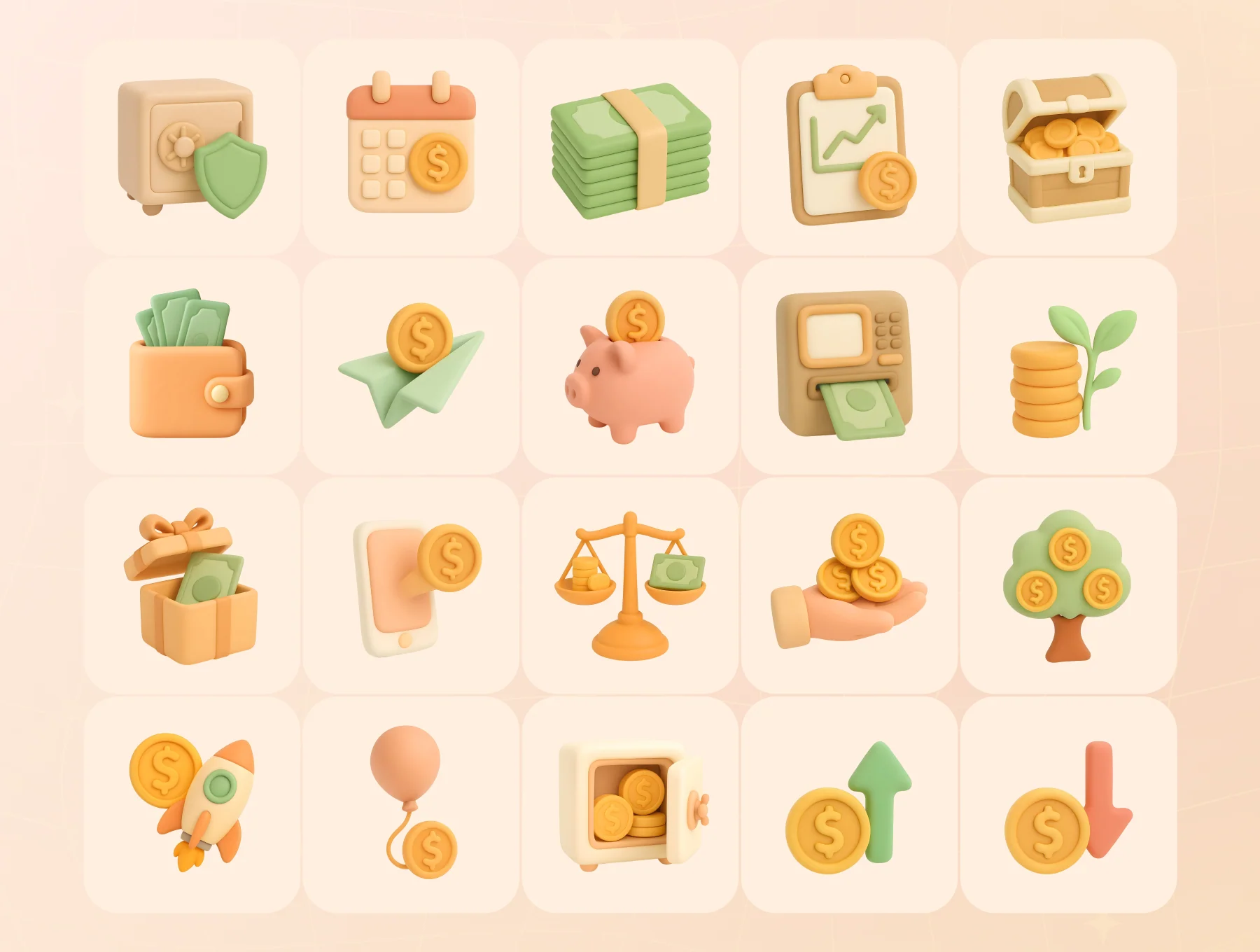 3D Clay Finance Icon Set 3