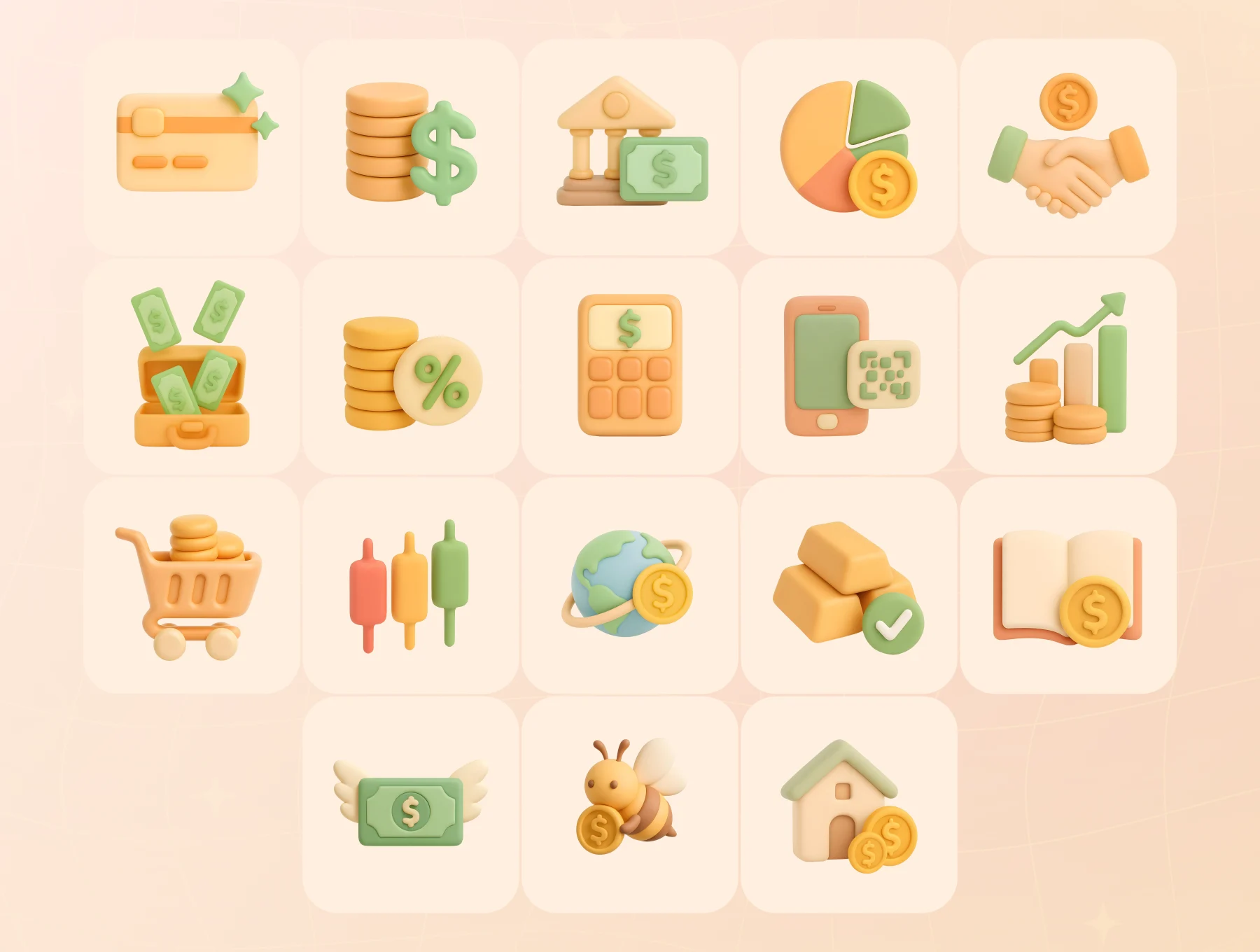 3D Clay Finance Icon Set 4