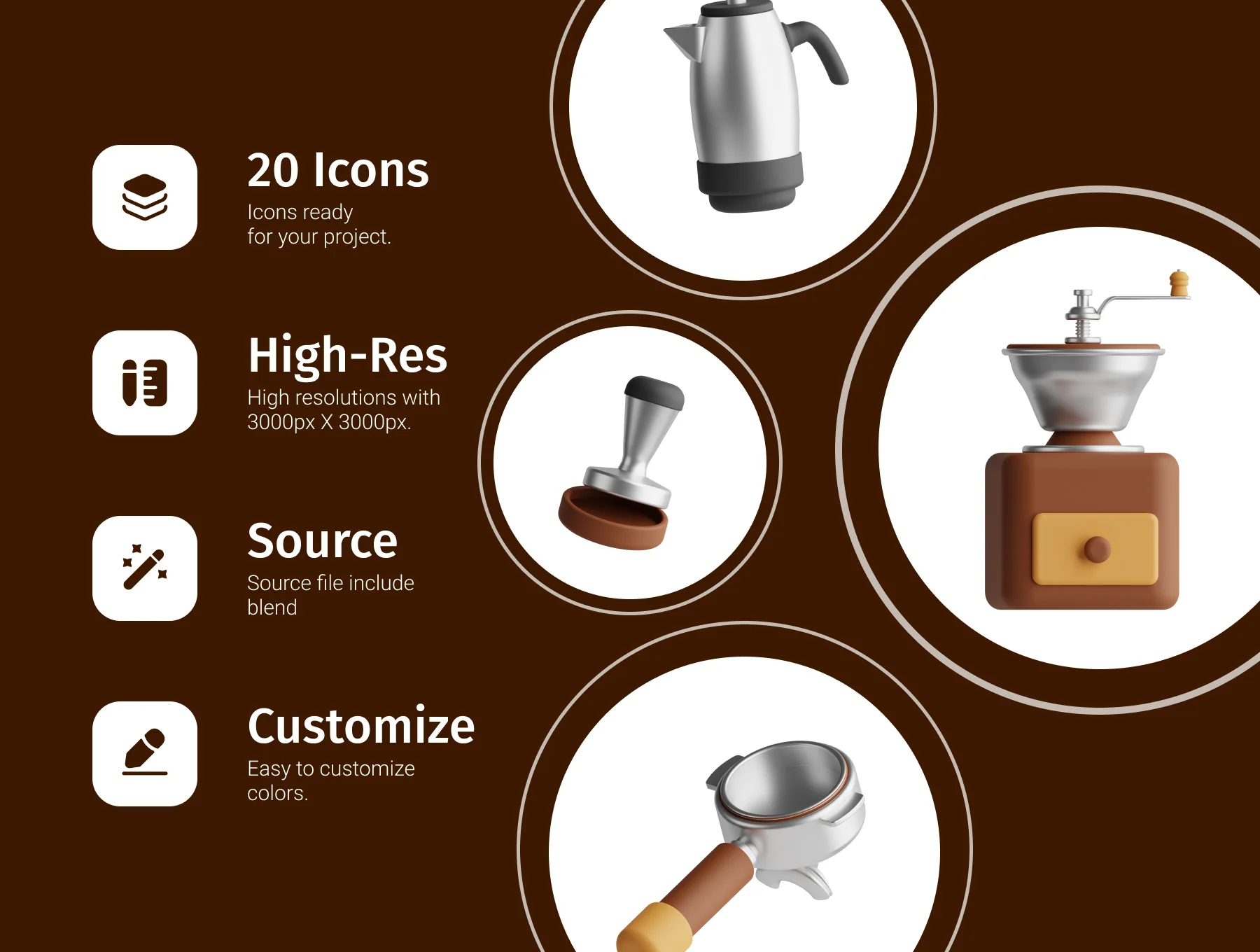3d coffee icon set 2