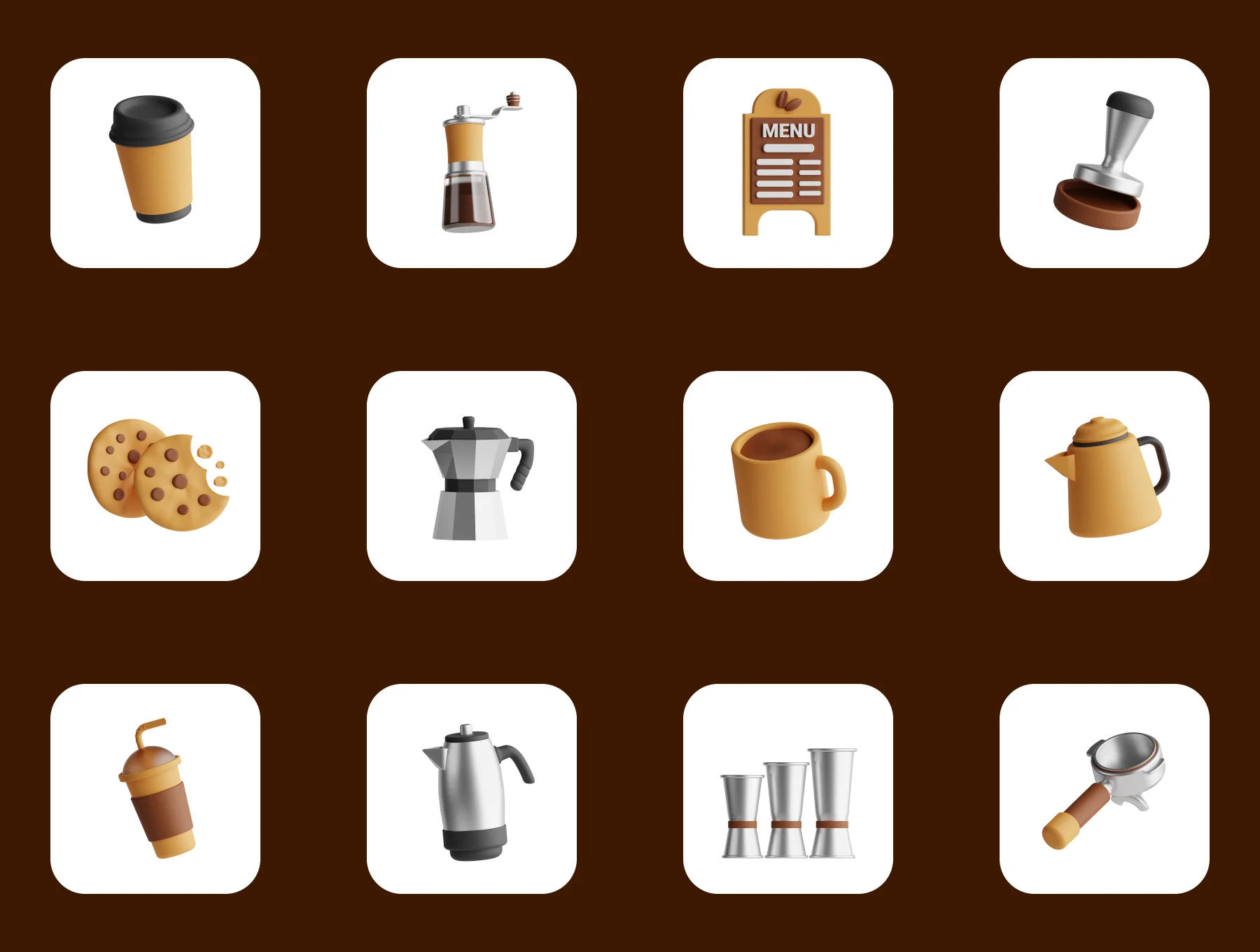 3d coffee icon set 8