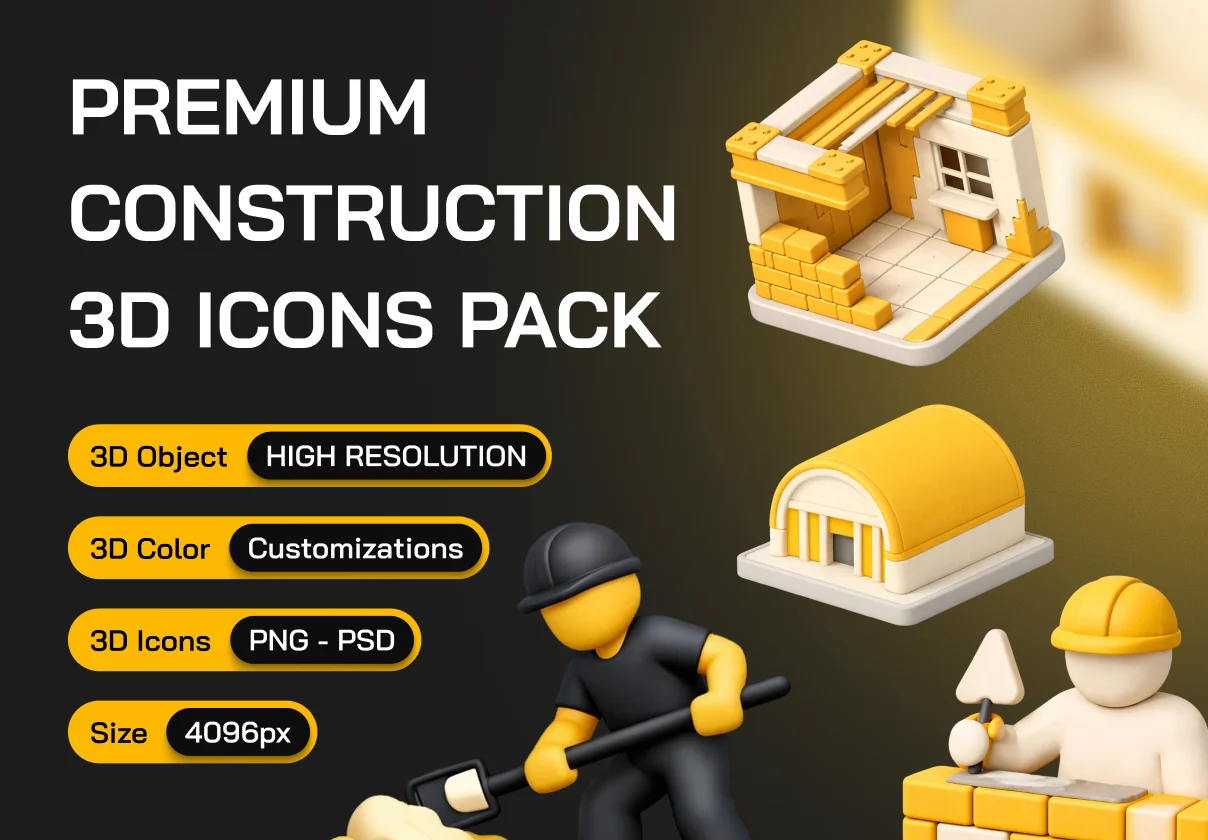 3D Construction Icon Set