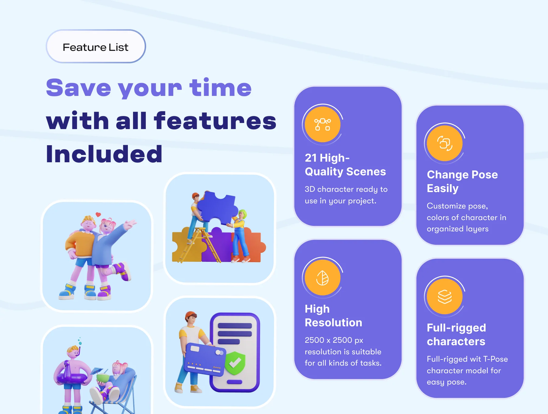 3D Couple Character and Financial Technology Workplace 3