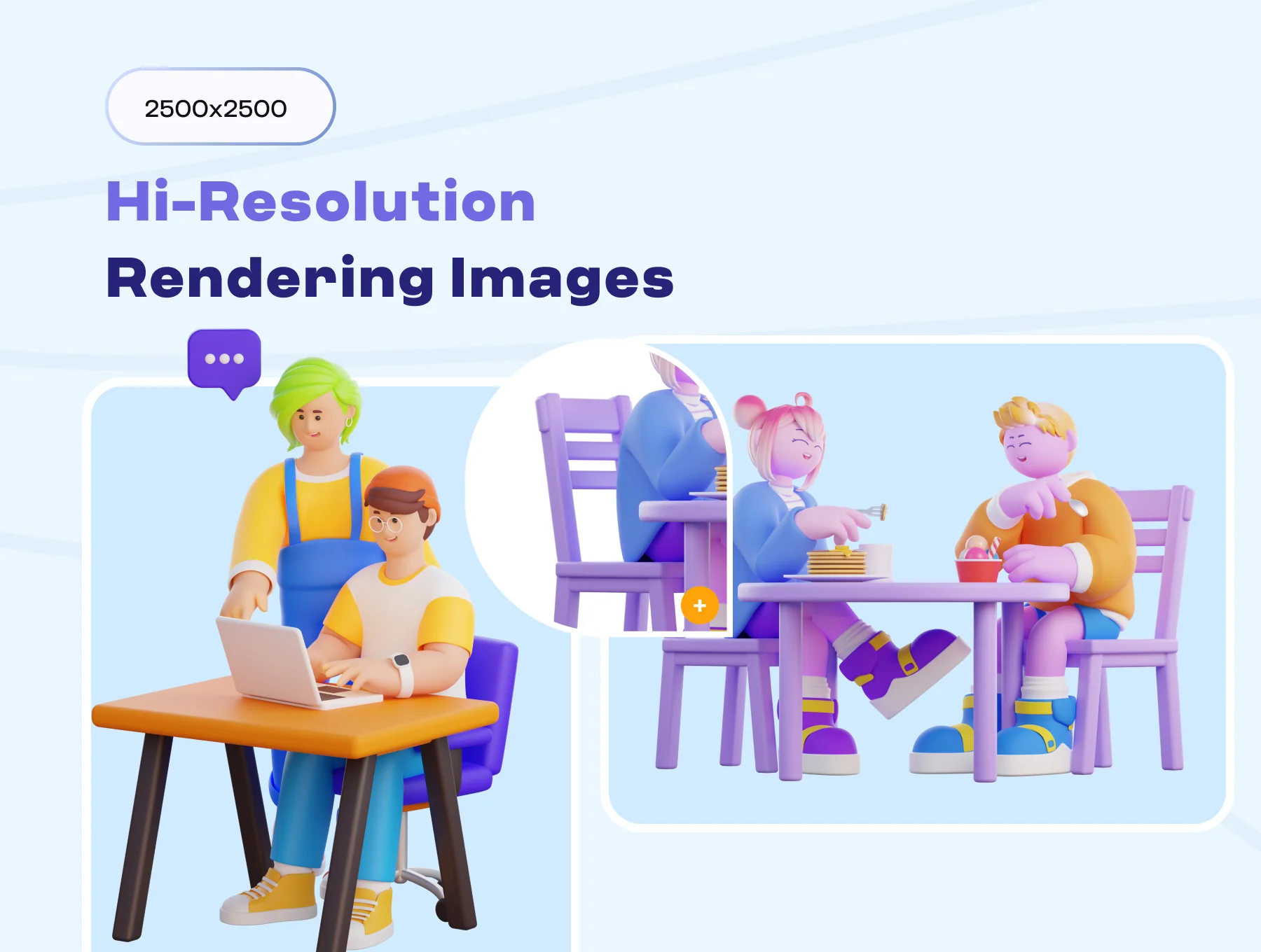 3D Couple Character and Financial Technology Workplace 4