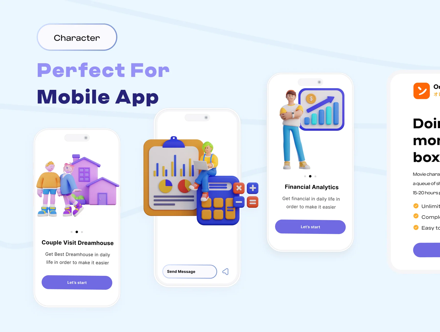 3D Couple Character and Financial Technology Workplace 5