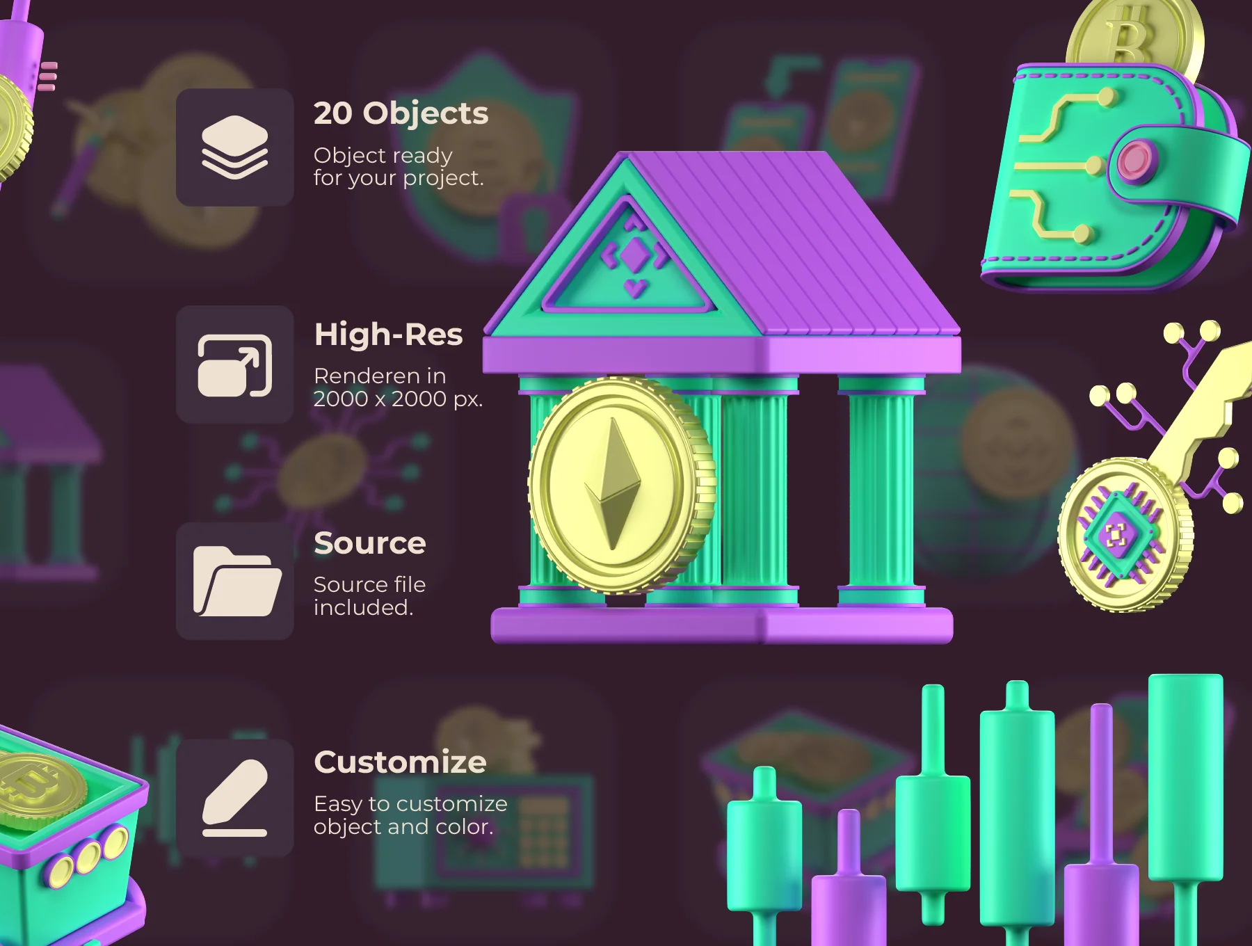 3D Crypto Icon Packs 2