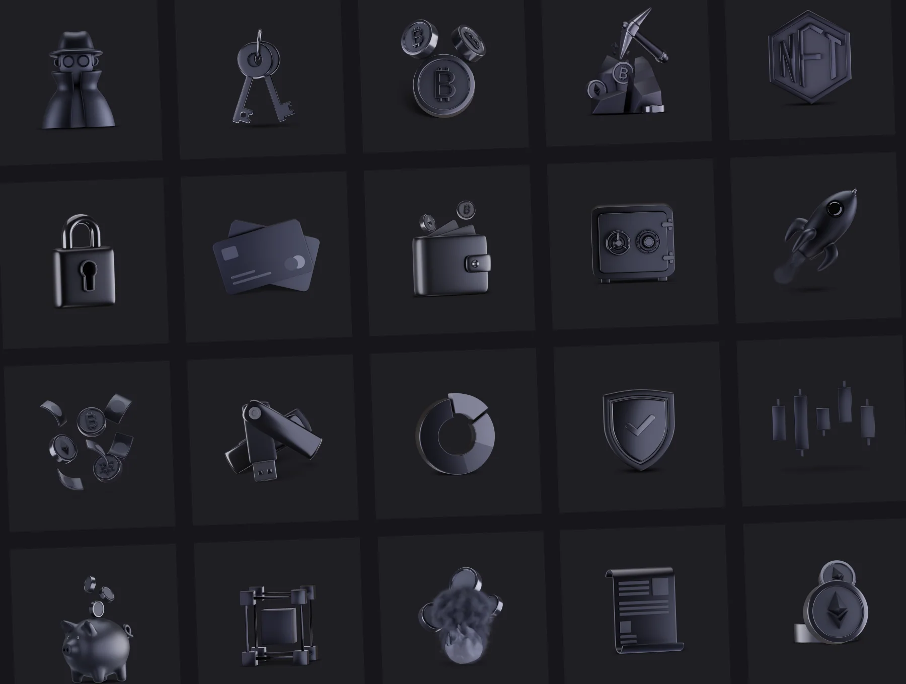 3D Crypto Icon Set 3