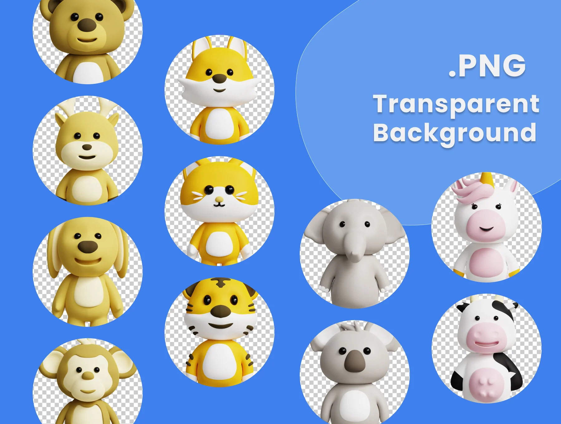 3D Cute Animals Illustrations Pack 2
