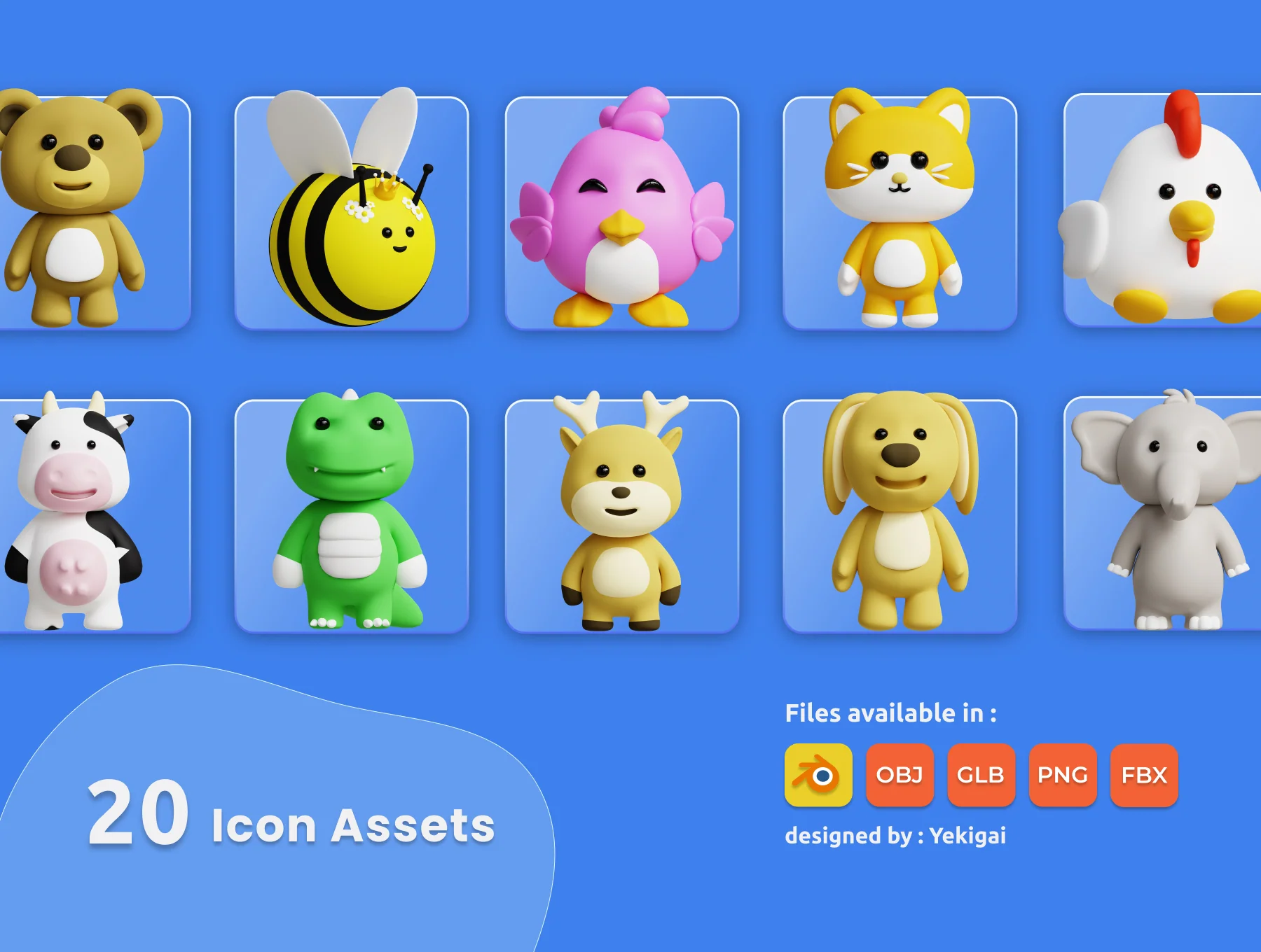 3D Cute Animals Illustrations Pack 6