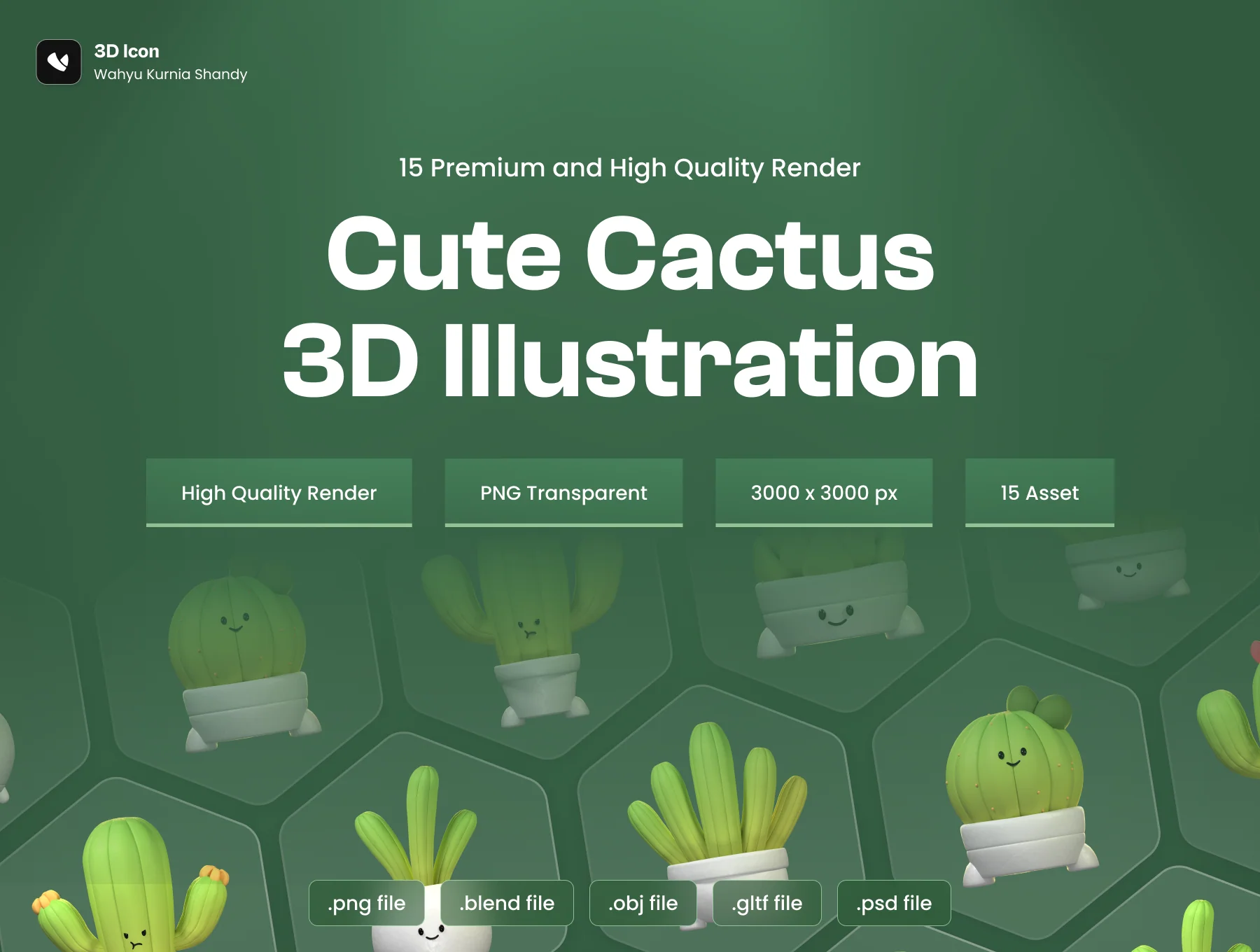 3D Cute Cactus Illustration
