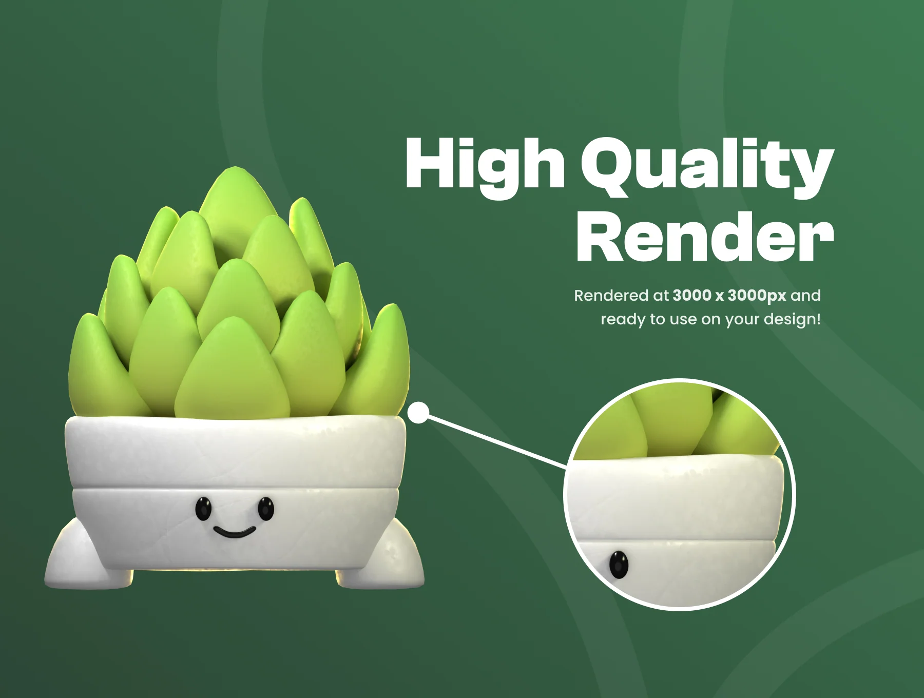 3D Cute Cactus Illustration 3