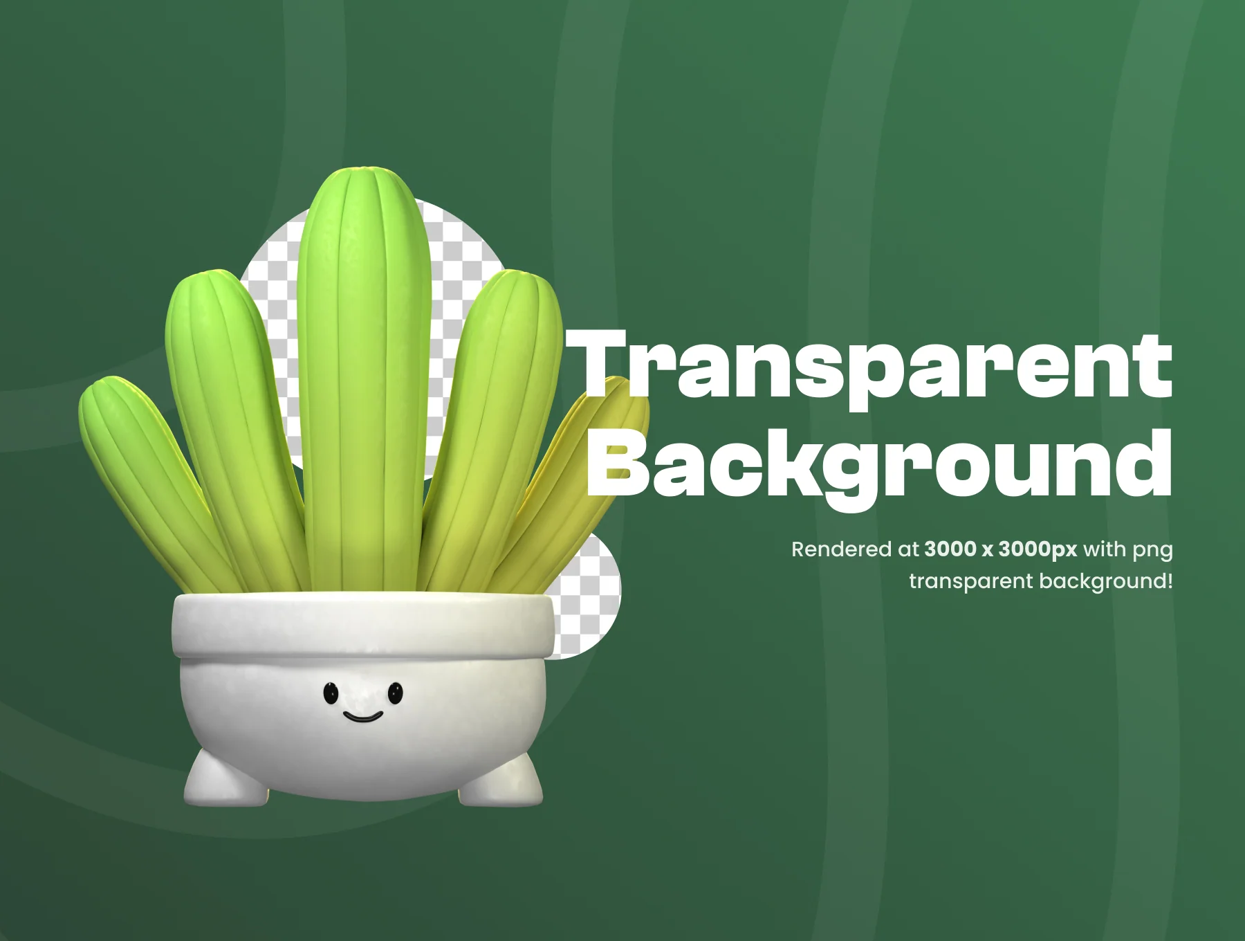 3D Cute Cactus Illustration 4