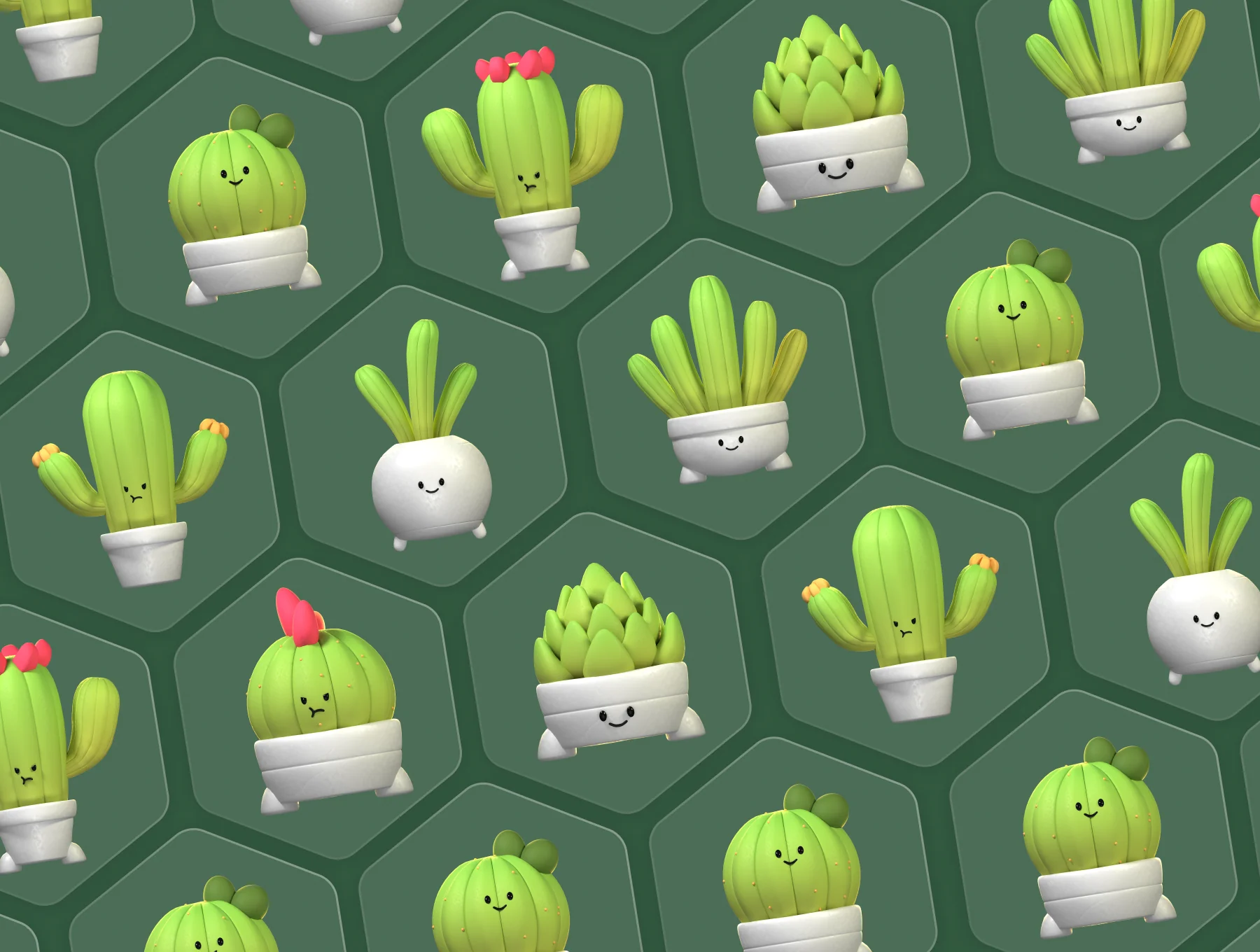 3D Cute Cactus Illustration 5