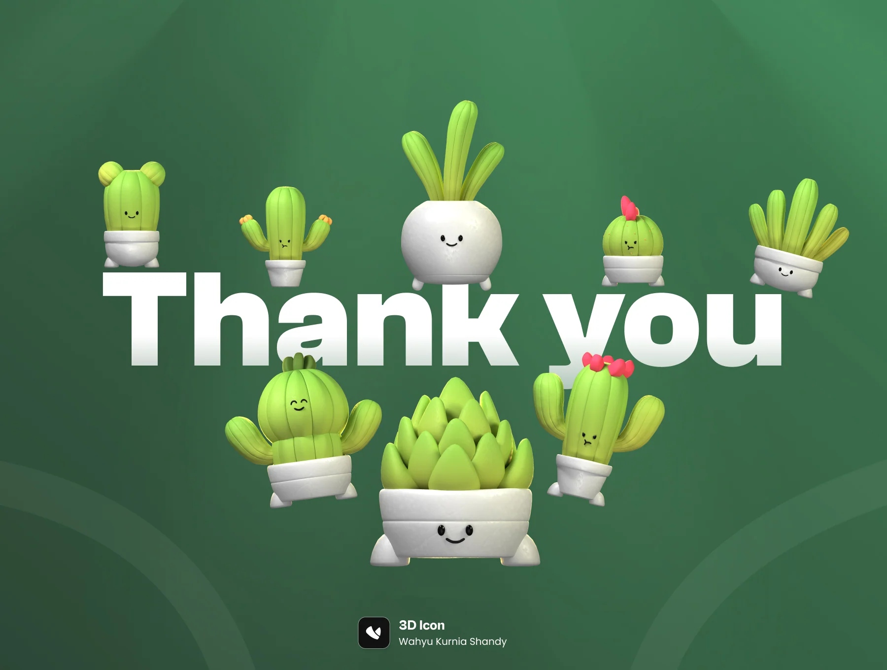 3D Cute Cactus Illustration 6