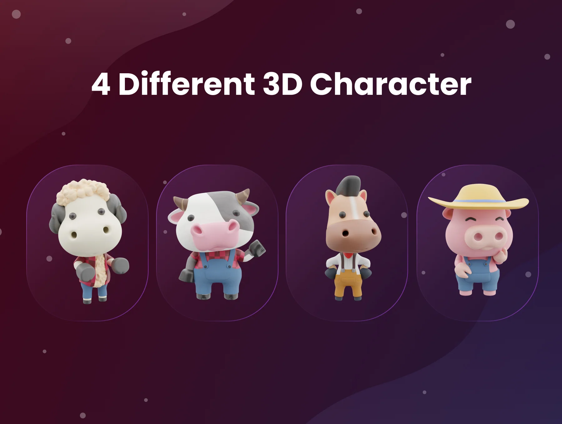 3D Cute Animal Characters Illustration 3