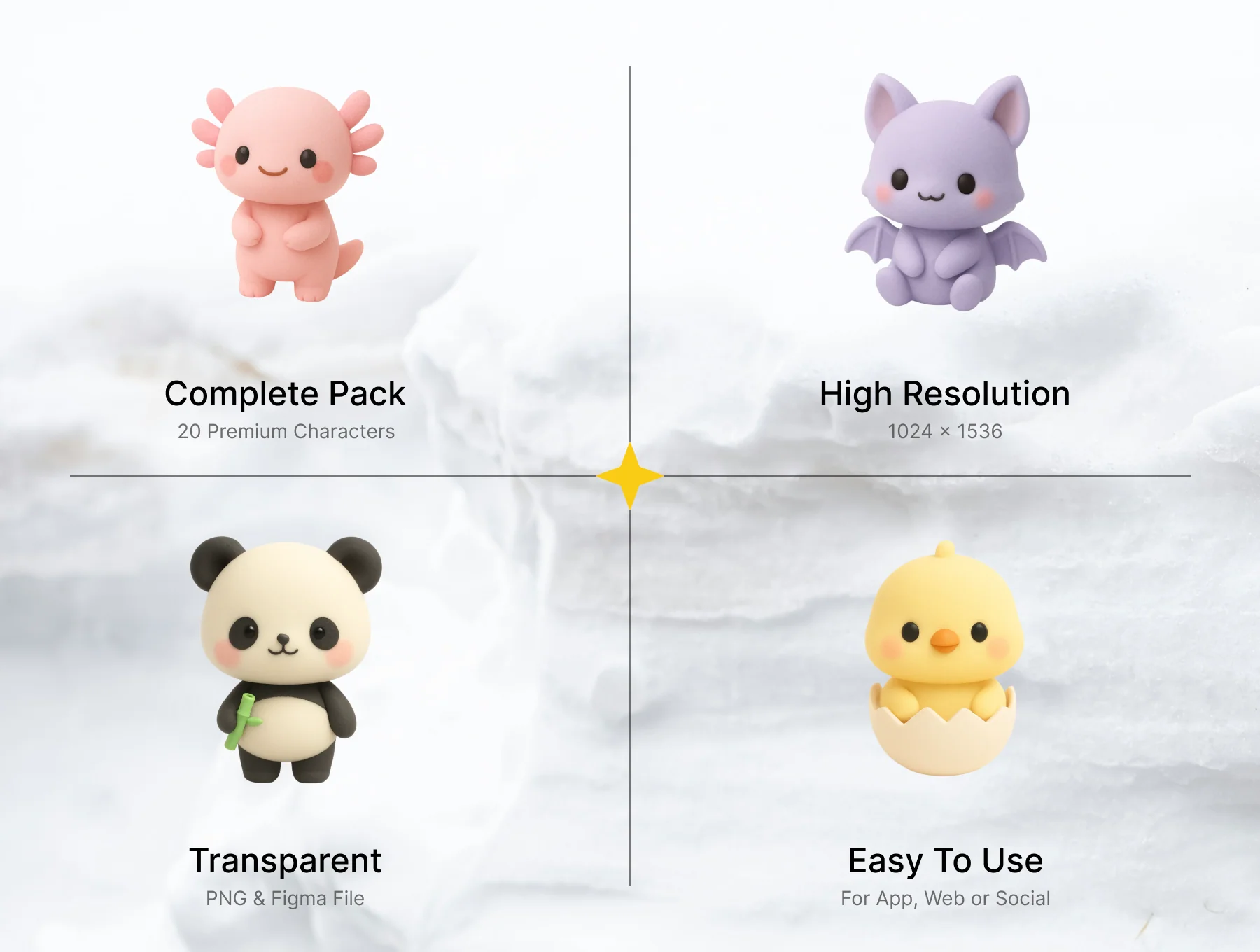 3D Cute Character Animals (20) x 5 Angles 2