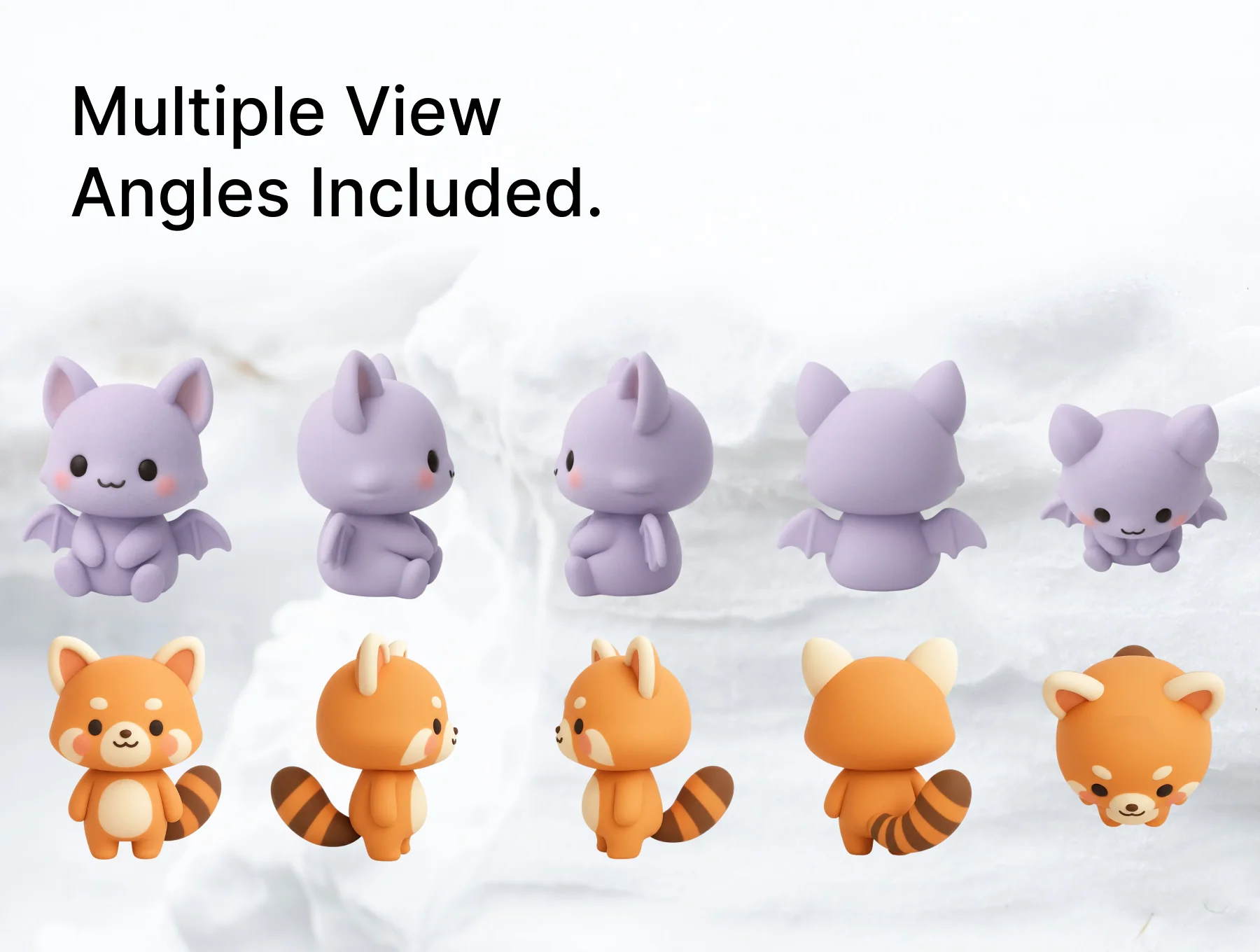 3D Cute Character Animals (20) x 5 Angles 3