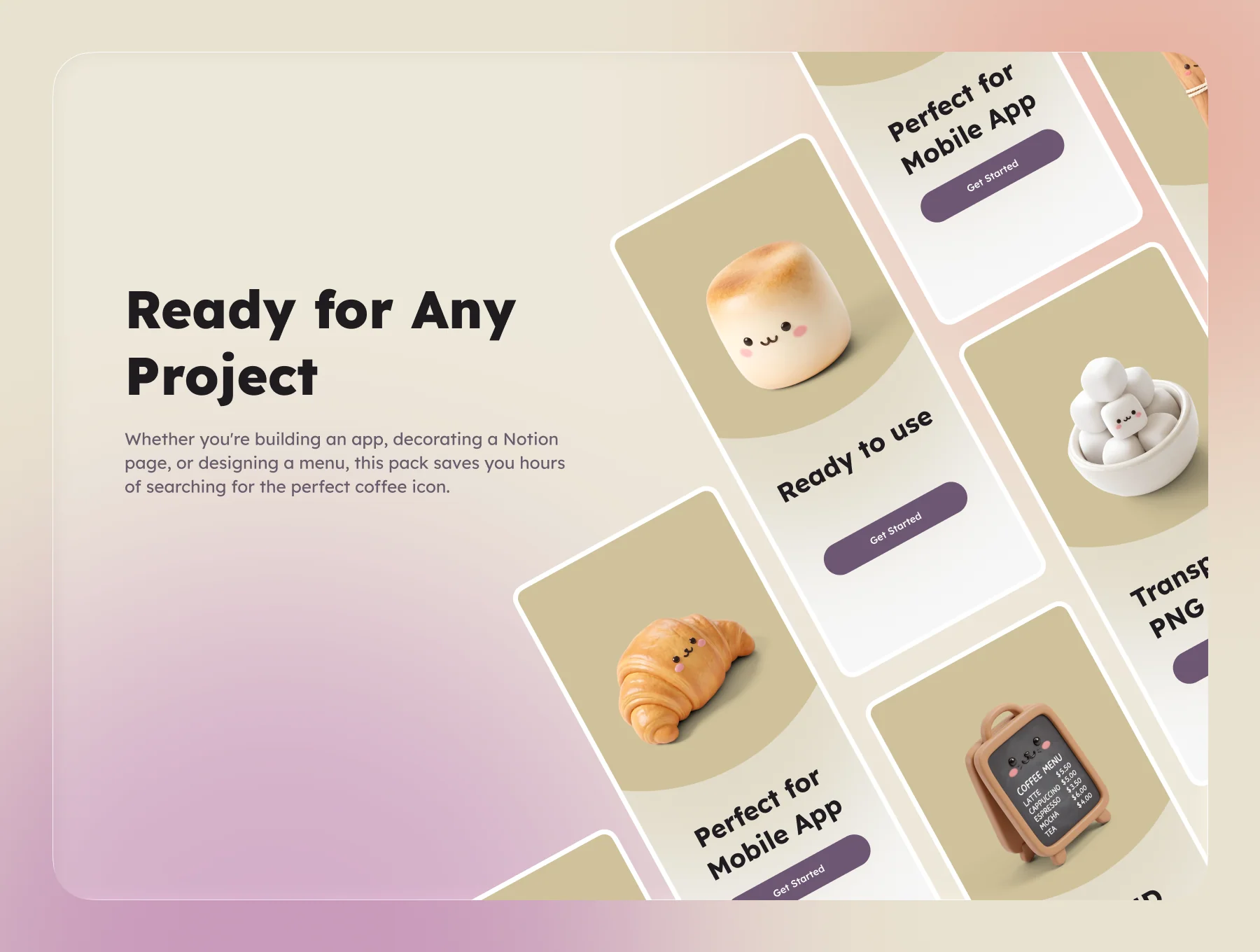 3D Cute Coffee Icons Set 4