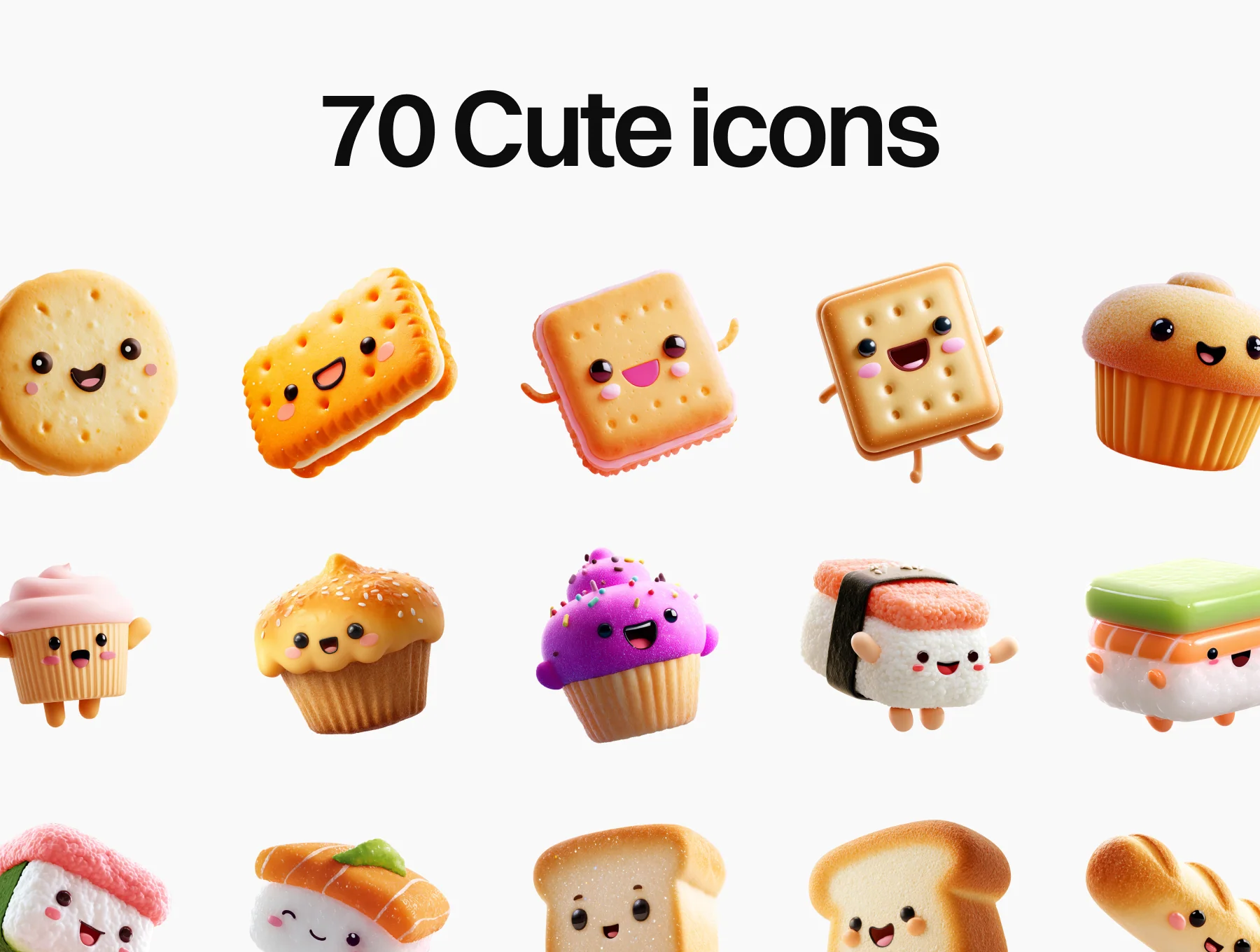 3D Cute Food Icons Pack 4