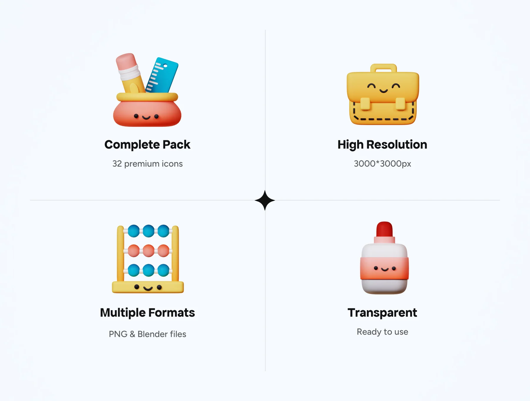 3D Cute School Icons 2