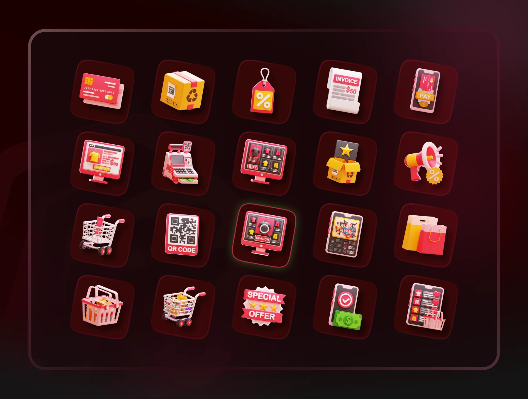 E Commerce 3d Icon Set 2