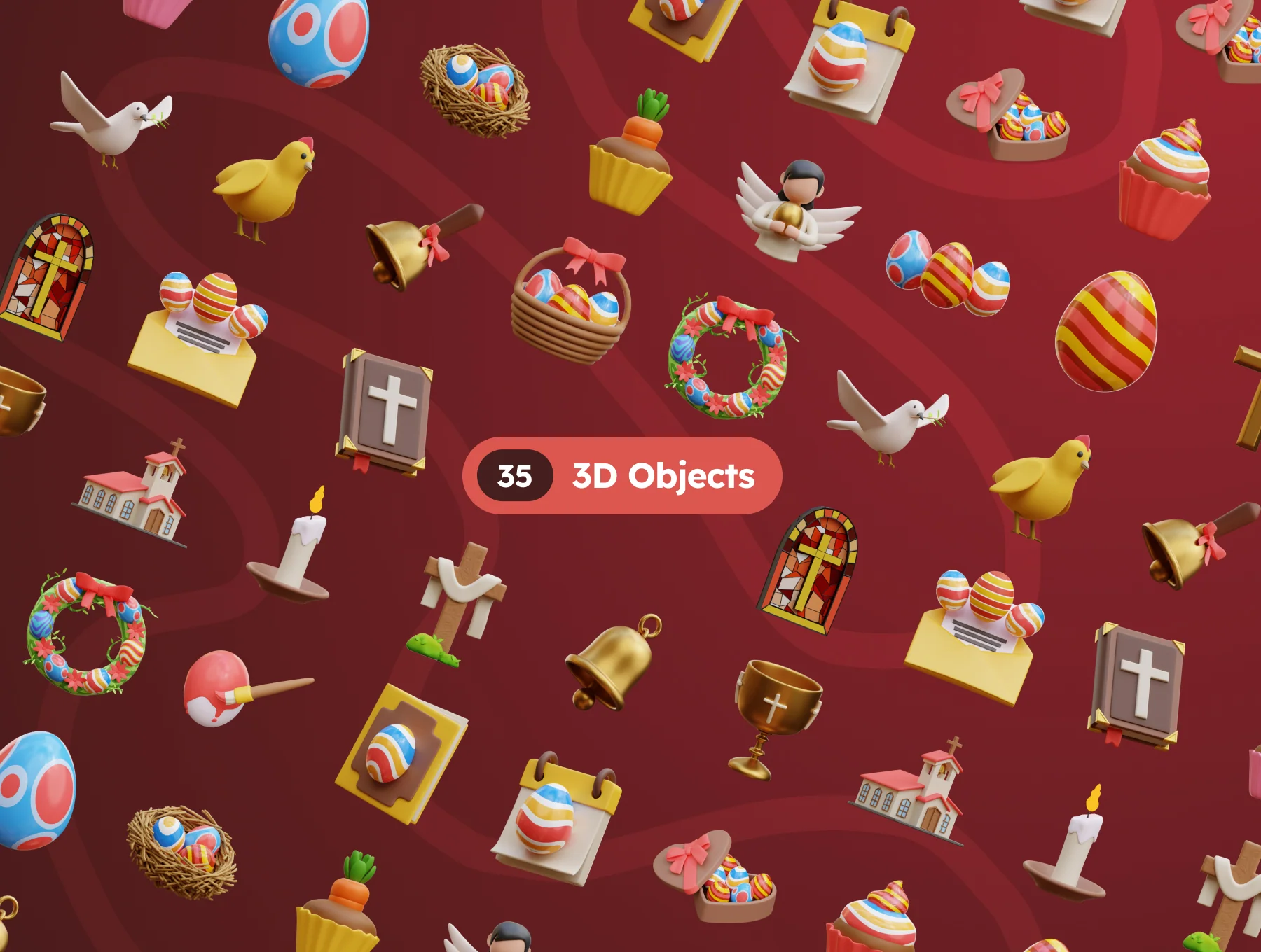 3D Easter Eggs Icons 5