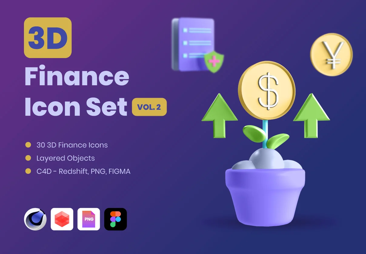 3D Economics and Finance Icons Vol. 2