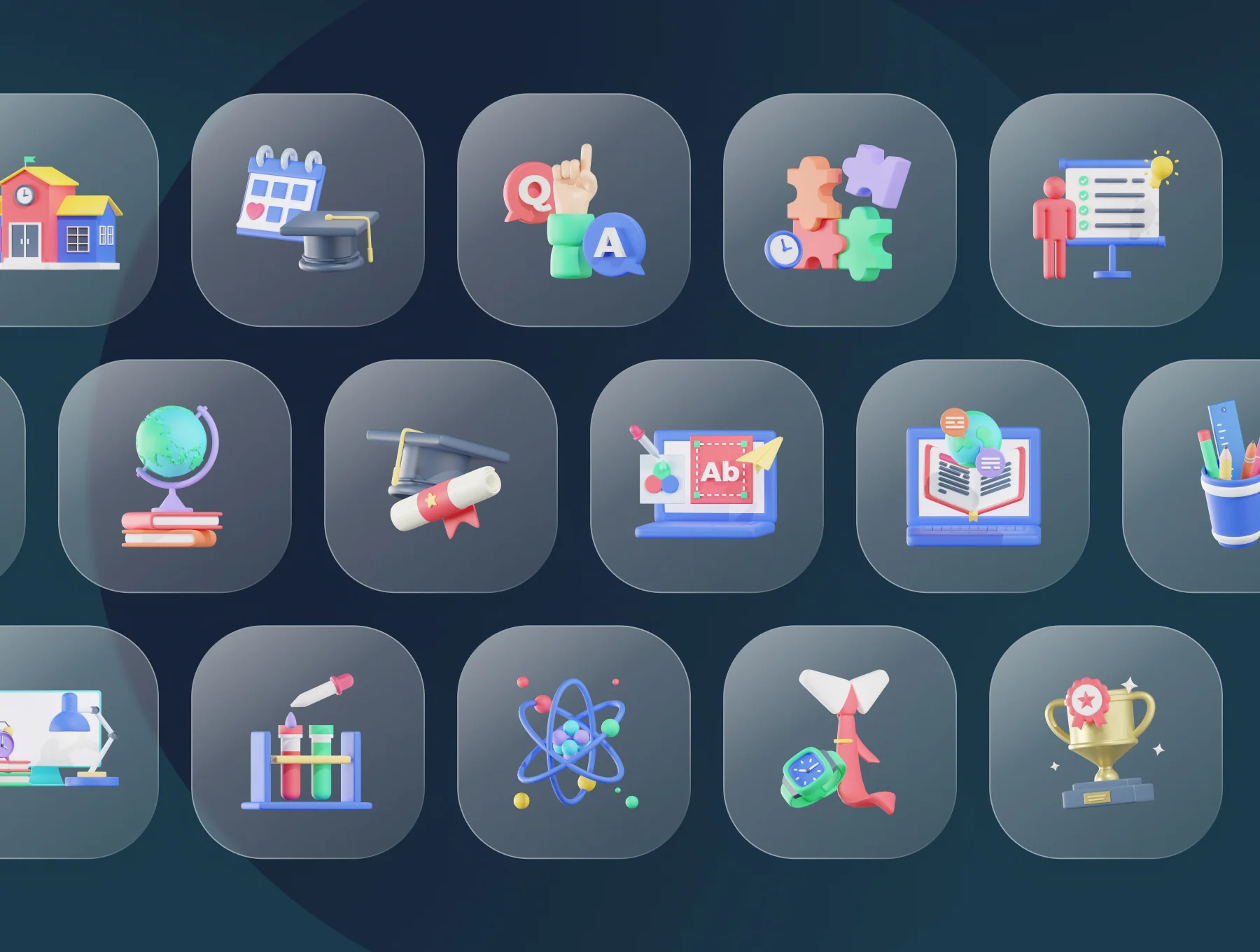 3D Education Icon Pack 6
