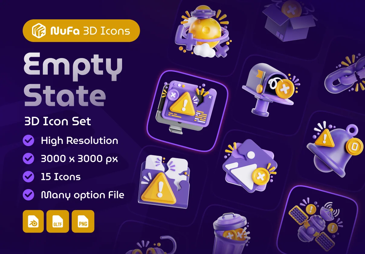 3D Empty State Icon Set