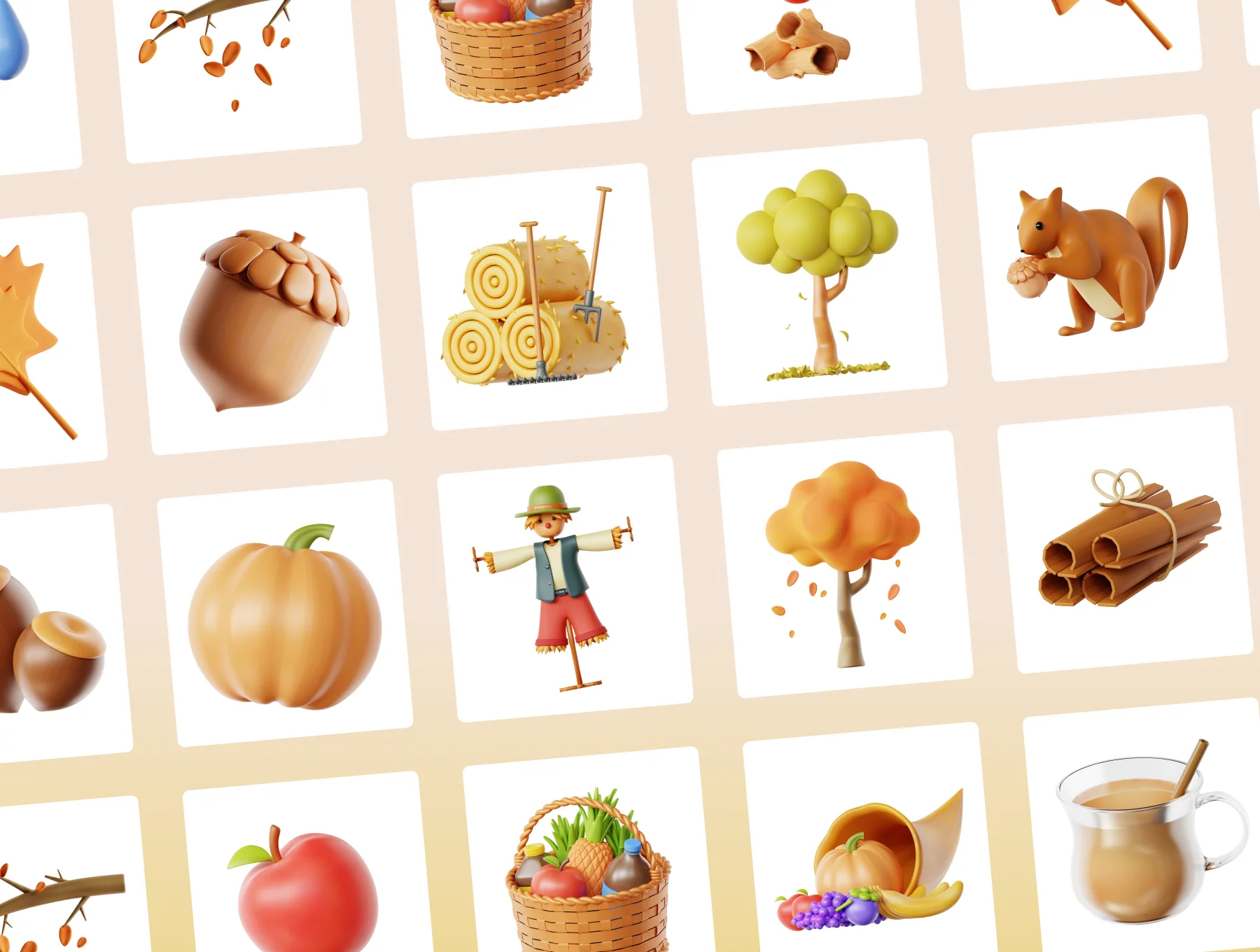 3D Fall Season Icon Set 7