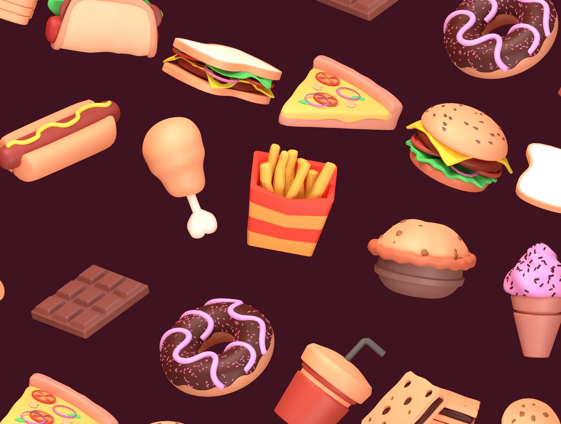 3D FAST FOOD ICON ILLUSTRATION 2