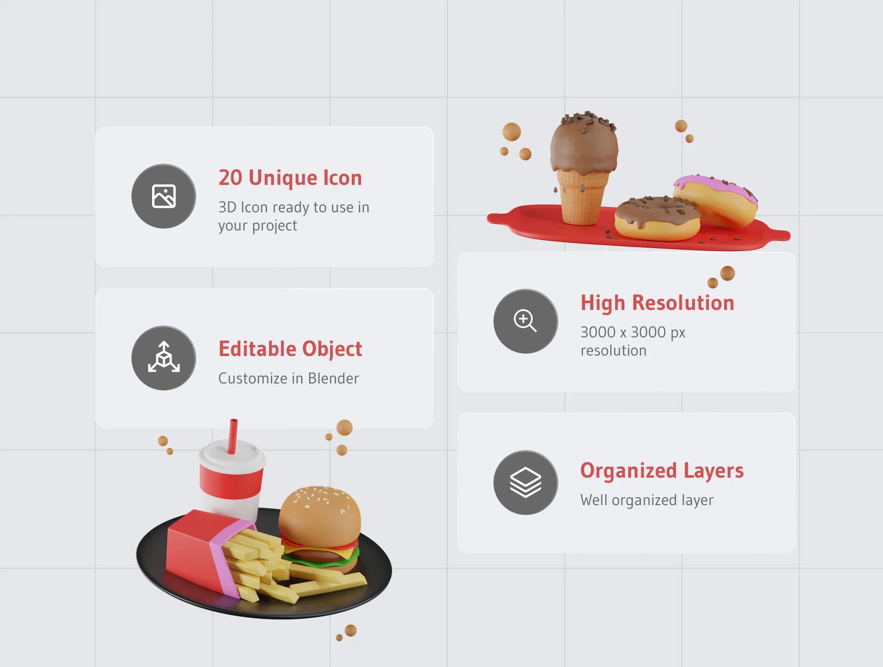 3D Fast Food Icon Pack 2