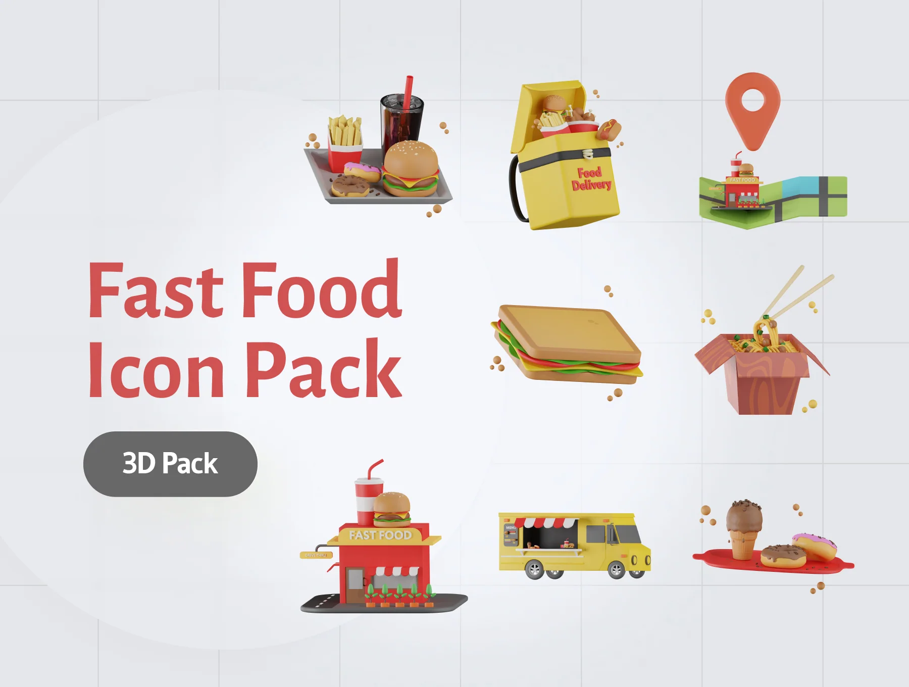3D Fast Food Icon Pack 7