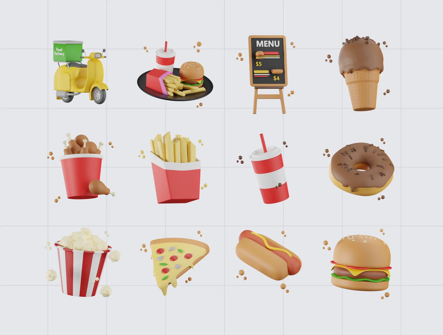 3D Fast Food Icon Pack 8