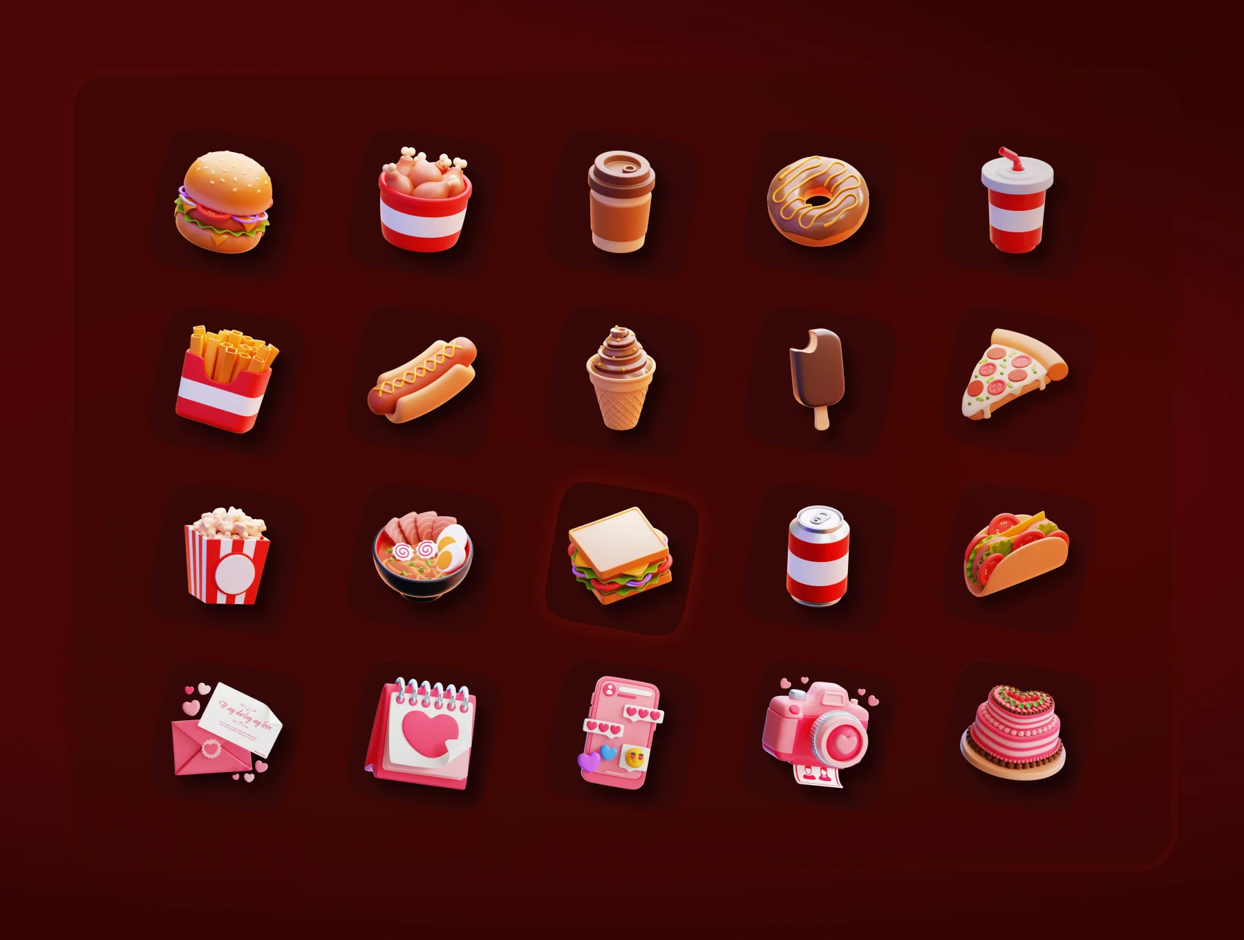 3D Fast Food Icon Set 2