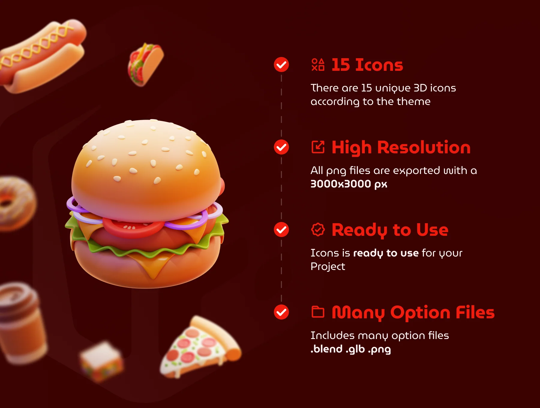 3D Fast Food Icon Set 3