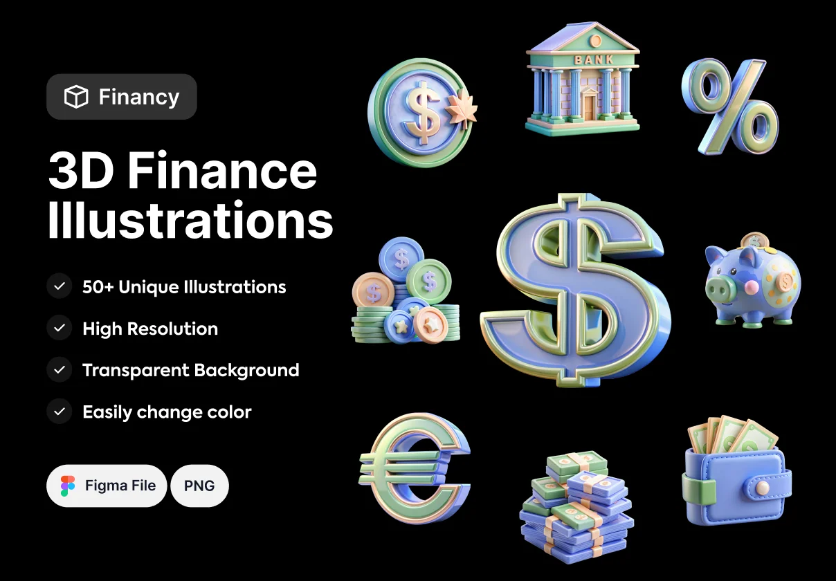 3D Finance & Banking Icon Pack