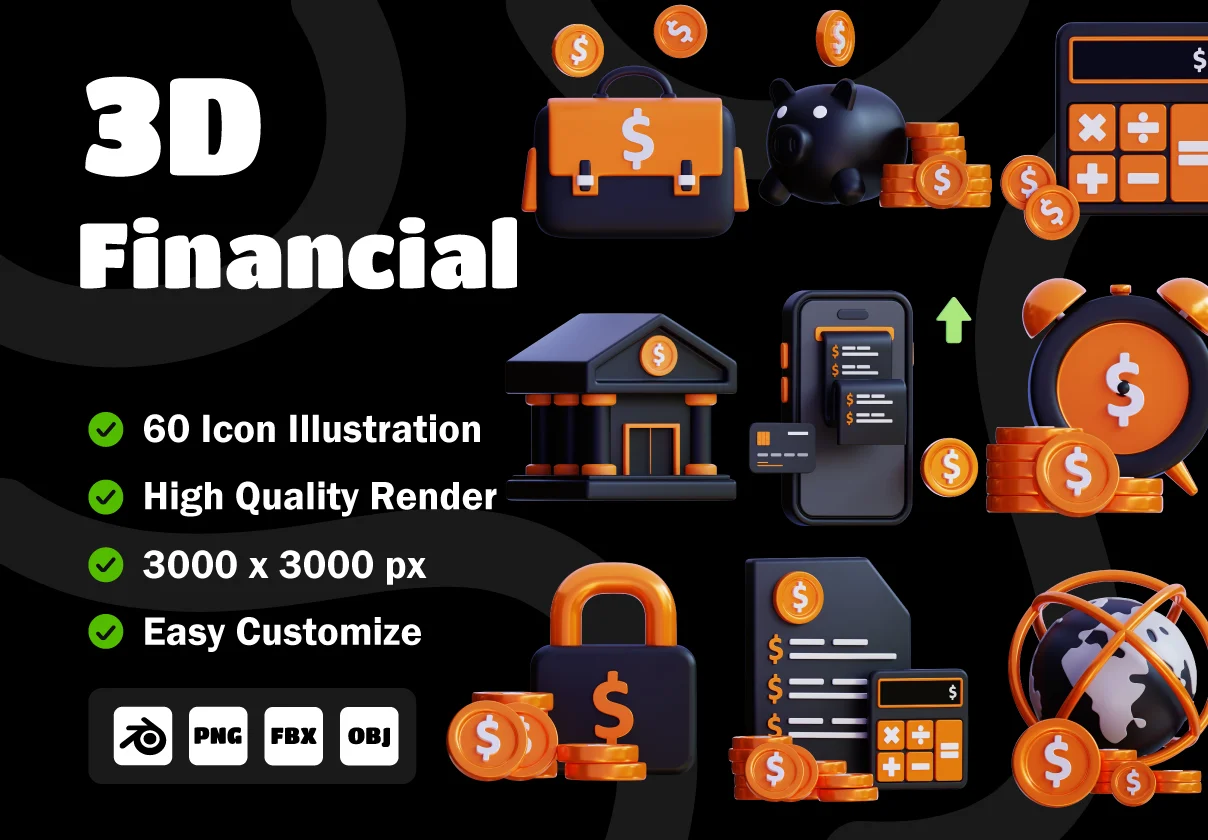 3D Financial Icon Pack