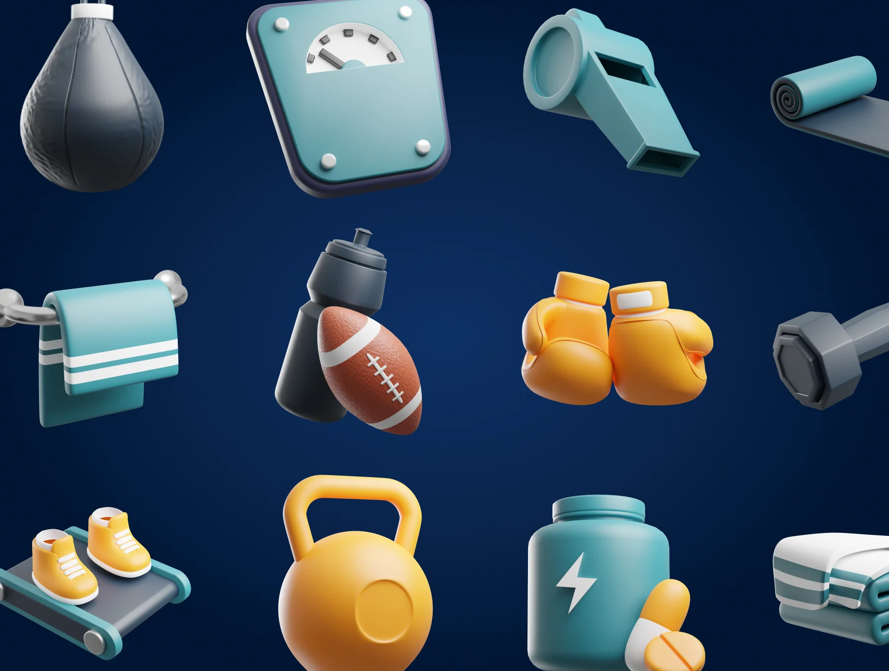 3D Fitness and Gym Equipment Icon 2 5