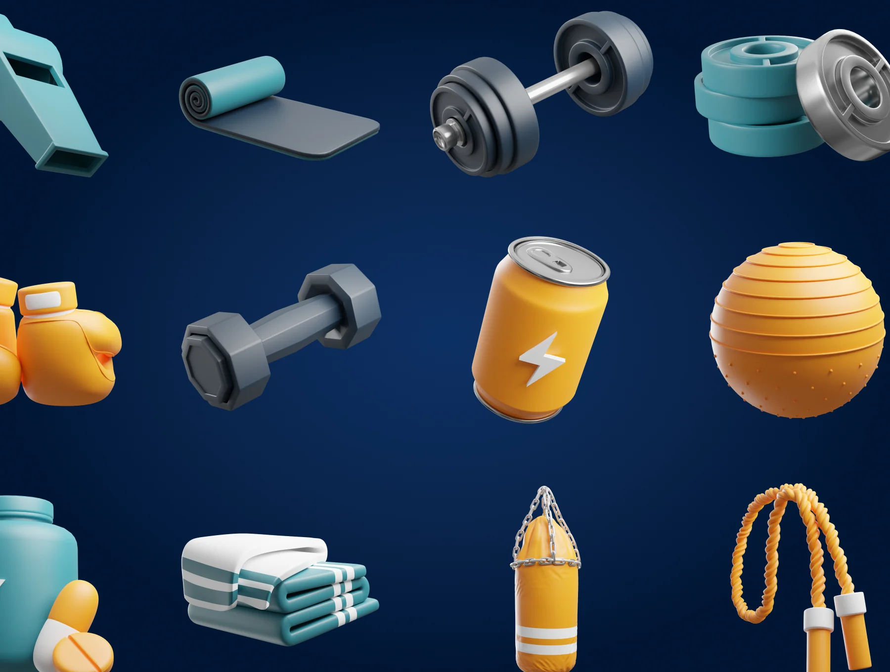 3D Fitness and Gym Equipment Icon 2 6